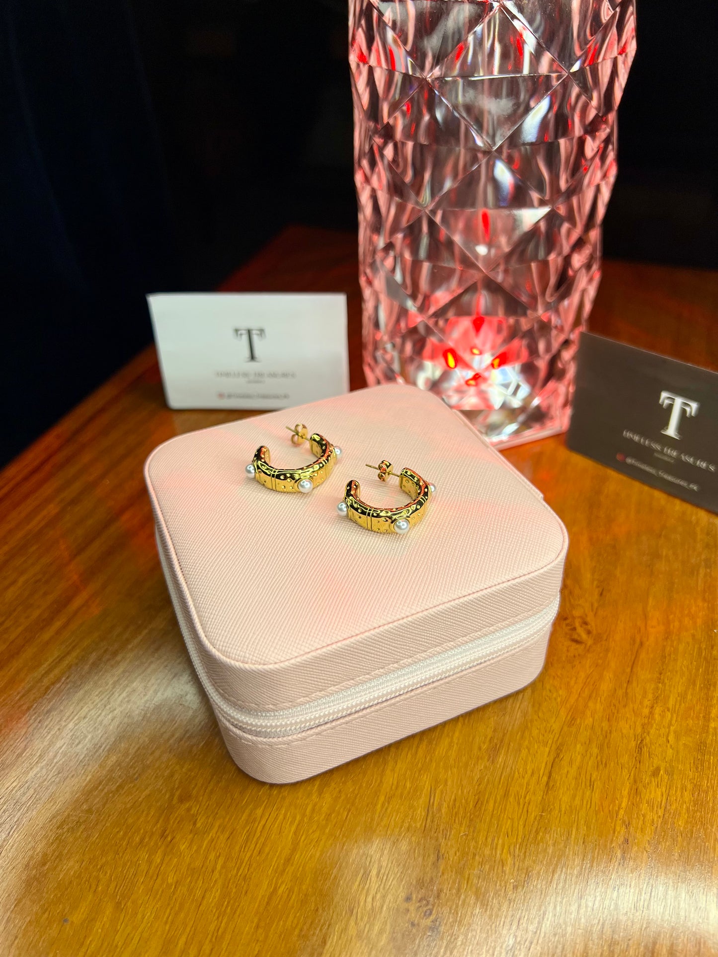 Premium Quality Stainless Steel 18k Pearl Gold Luxury Hoops