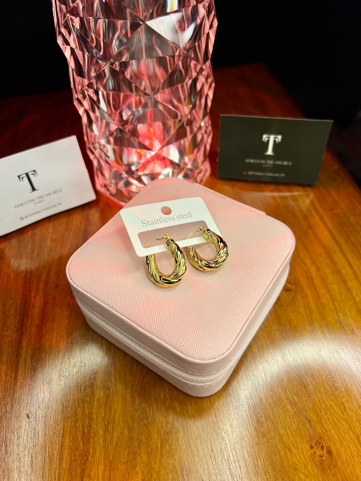 Premium Quality Stainless Steel 18k Gold Luxury Twist Earrings