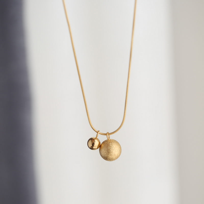 Premium Quality Stainless Steel 18k Shimmered Ball Gold Necklace