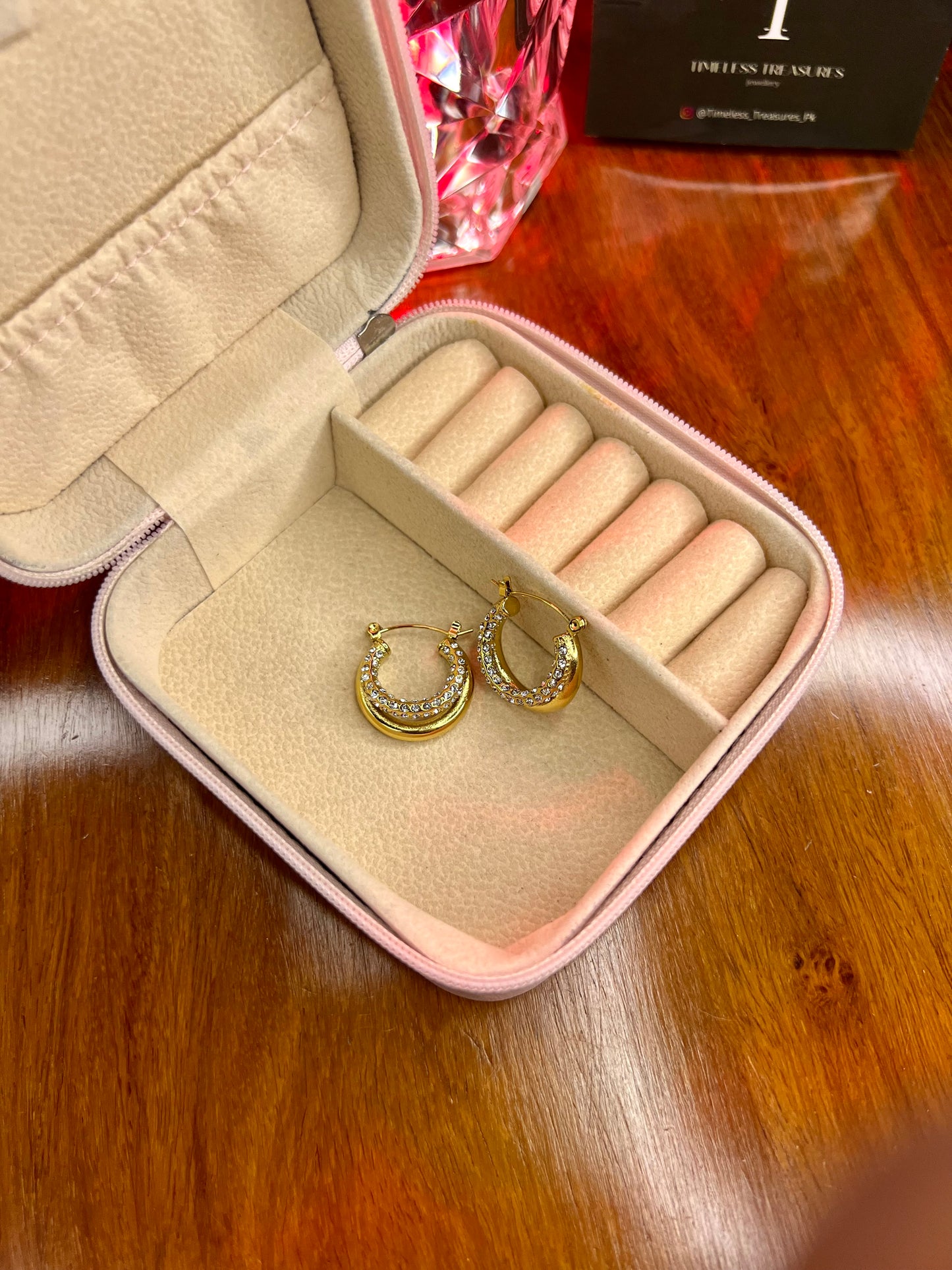 Premium Quality Stainless Steel 18k Celeste Spark Hoops