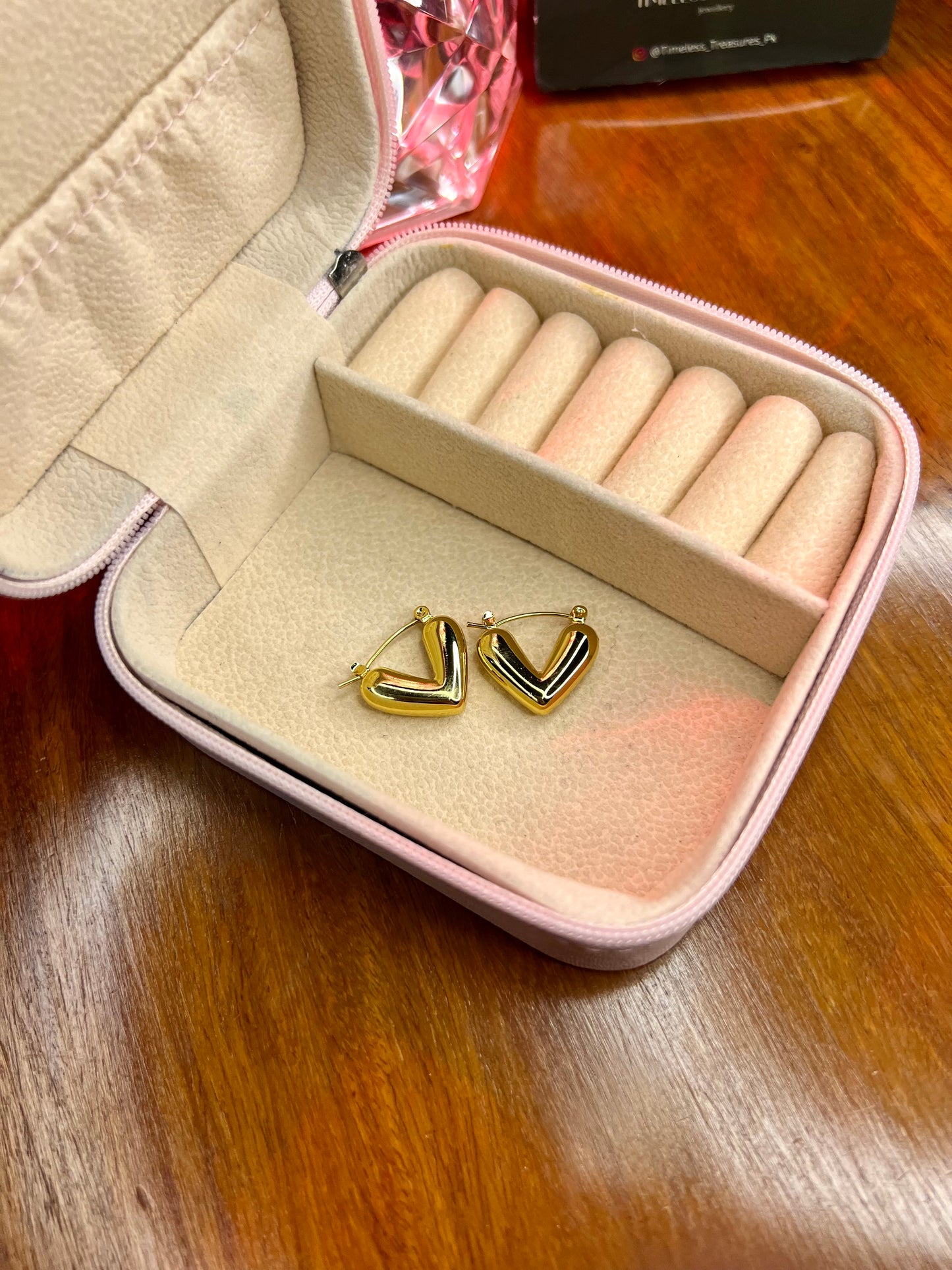 Premium Quality Stainless Steel 18k Golden Heart Earrings