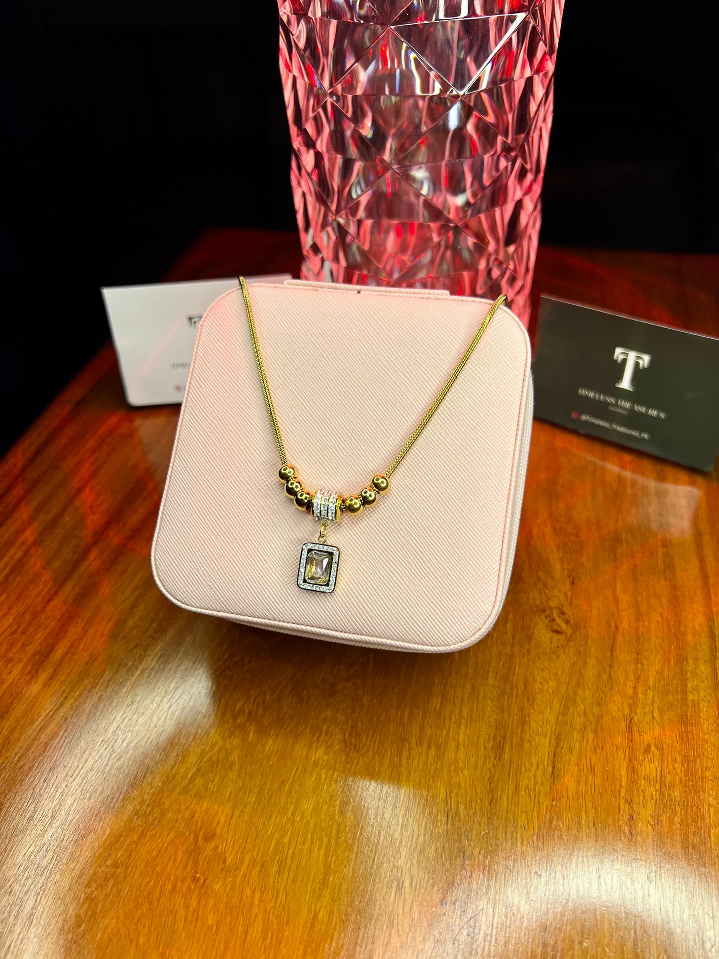 Premium Quality Stainless Steel 18k White Stone Luxury Necklace