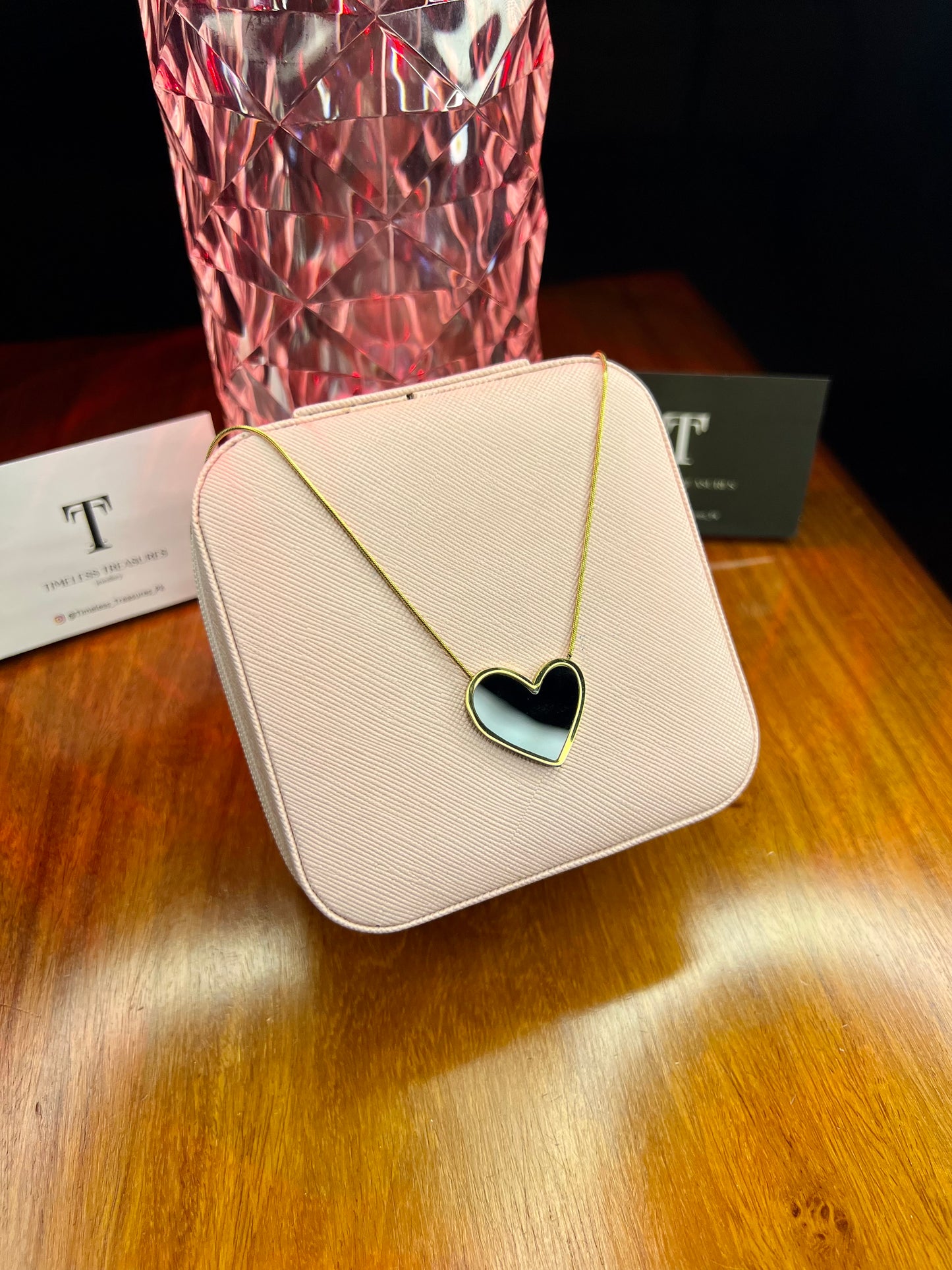 Premium Quality Stainless Steel 18k Black Hearts Necklace