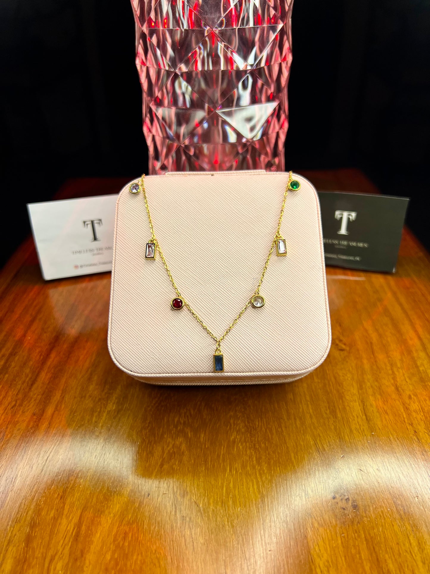 Premium Quality Stainless Steel 18k Luxury Stone Necklace