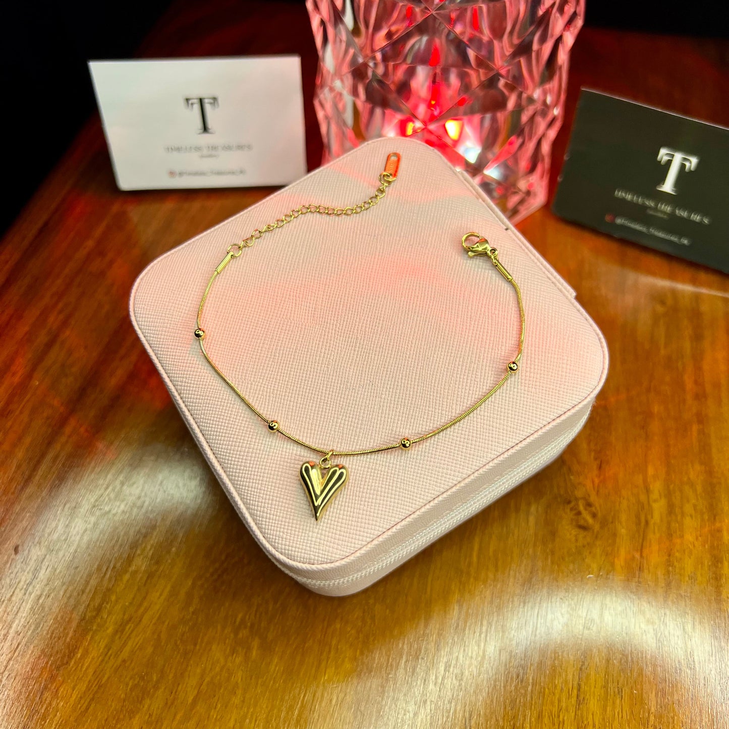 Premium Quality Stainless Steel 18k Golden Heart Bracelet