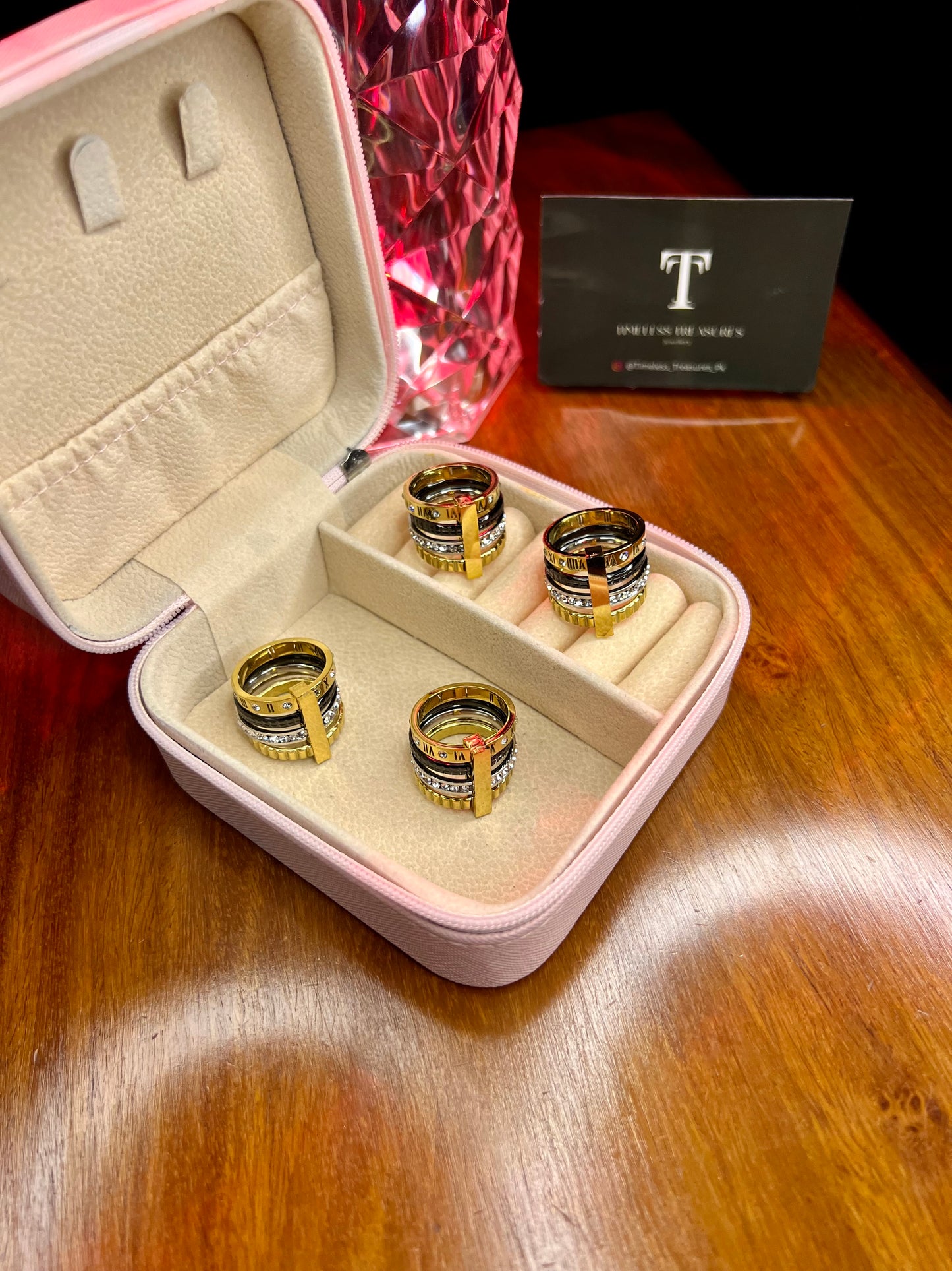 Premium Quality Stainless Steel 18k Four Layer Roman Ring