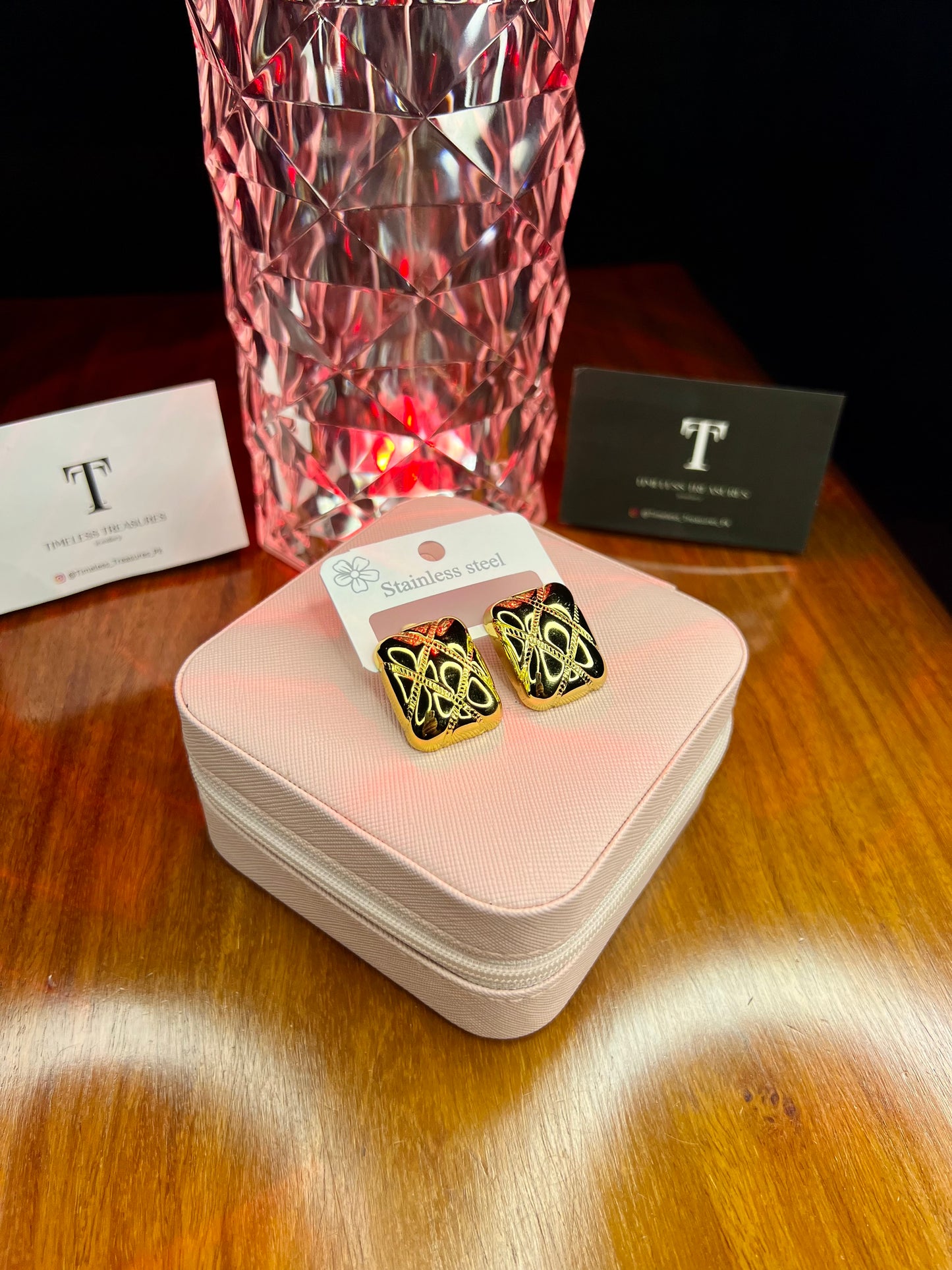Premium Quality Stainless Steel 18k Golden Maze EarStuds