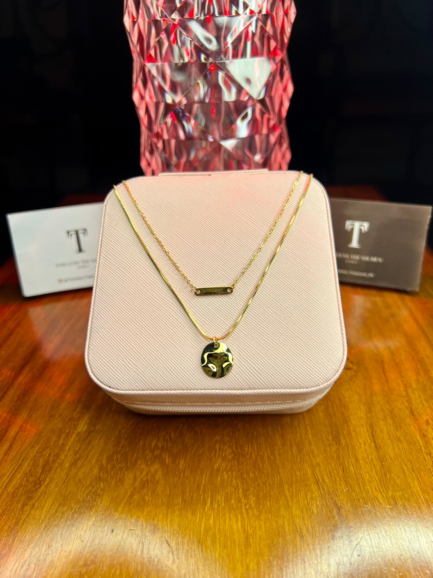 Premium Quality Stainless Steel 18k Double Chain Golden Moon Necklace
