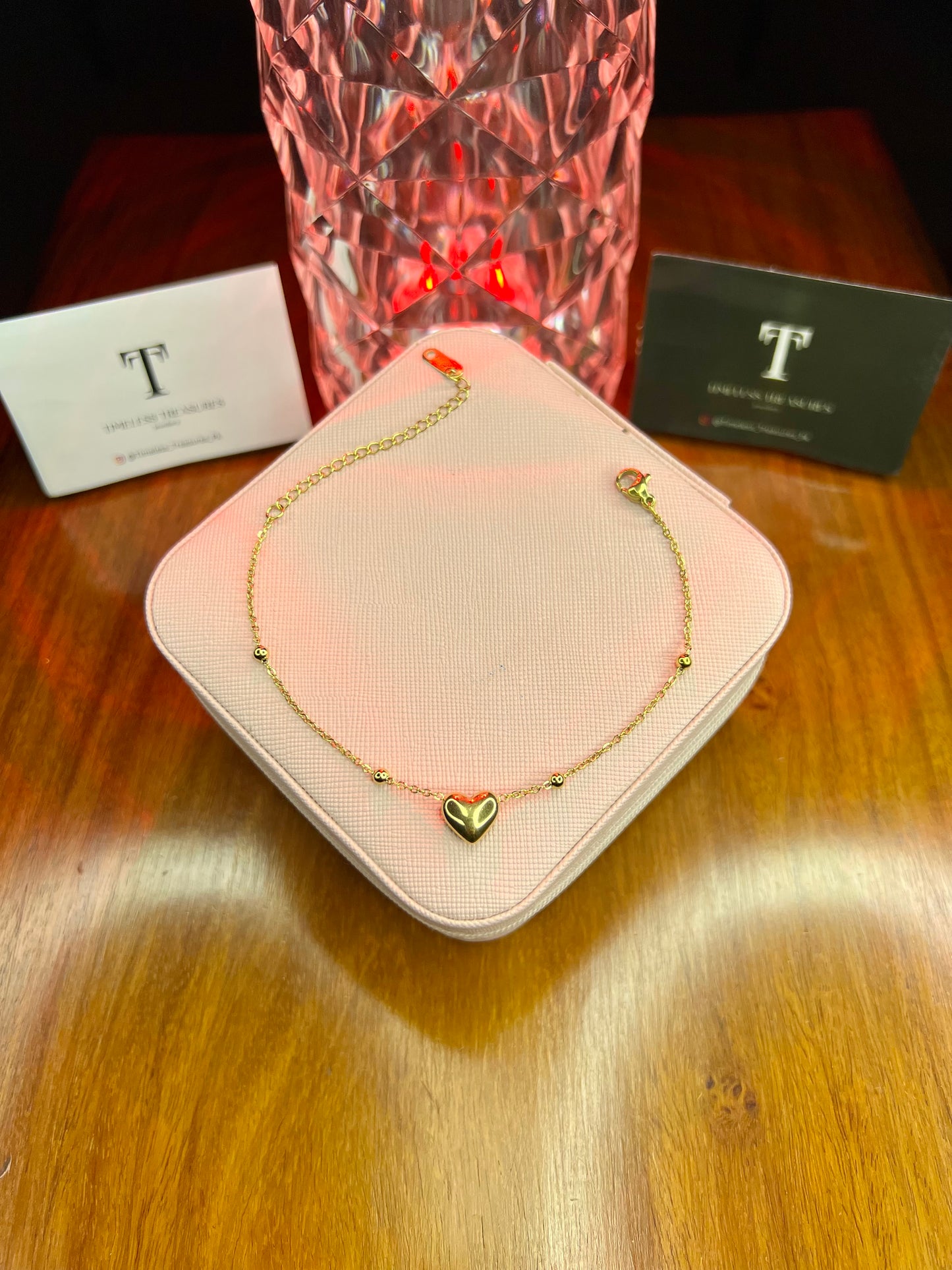 Premium Quality Stainless Steel 18k Filled Heart Chain Bracelet