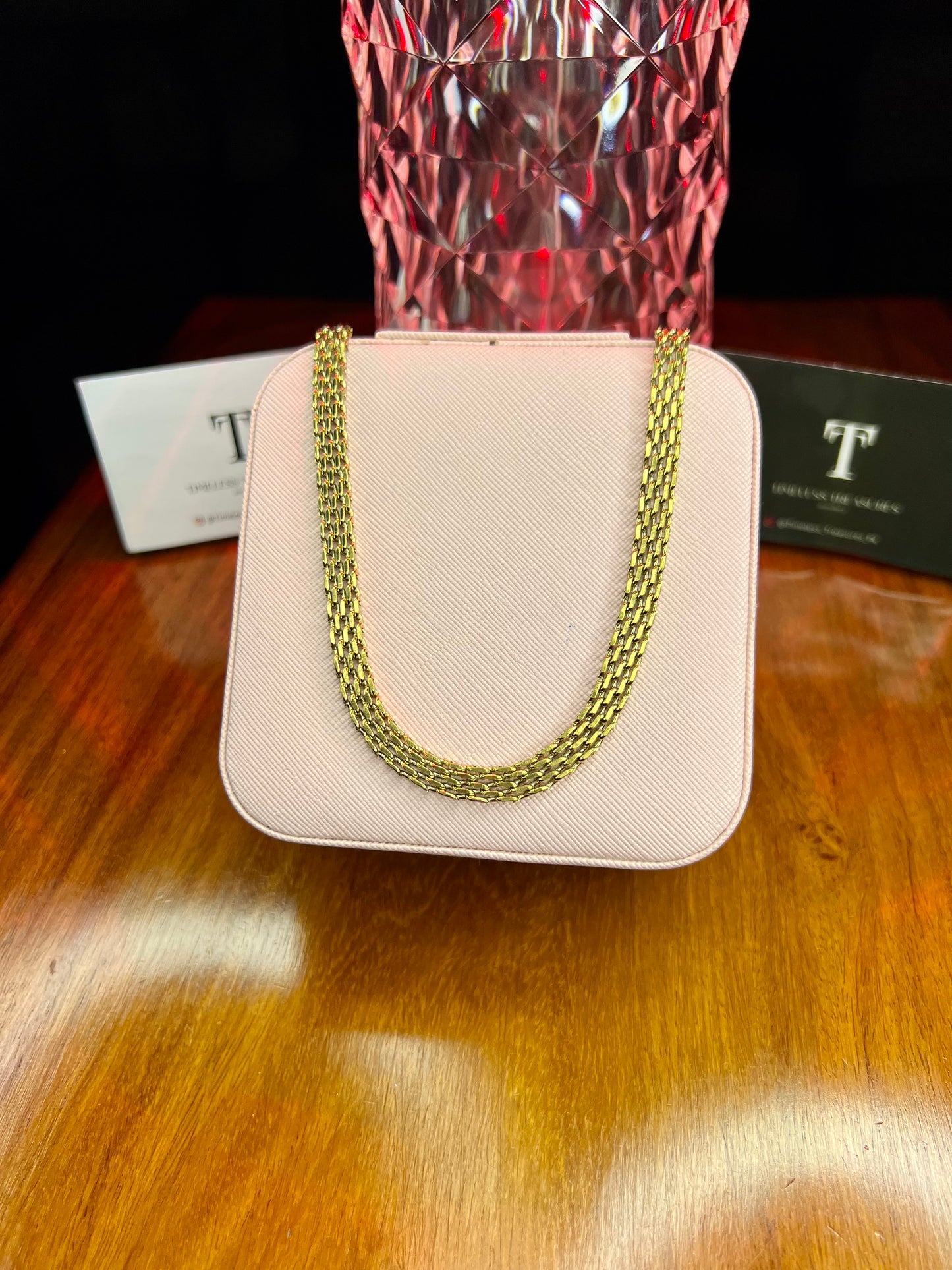 Premium Quality Stainless Steel 18k Mesh Chain Sleek Necklace