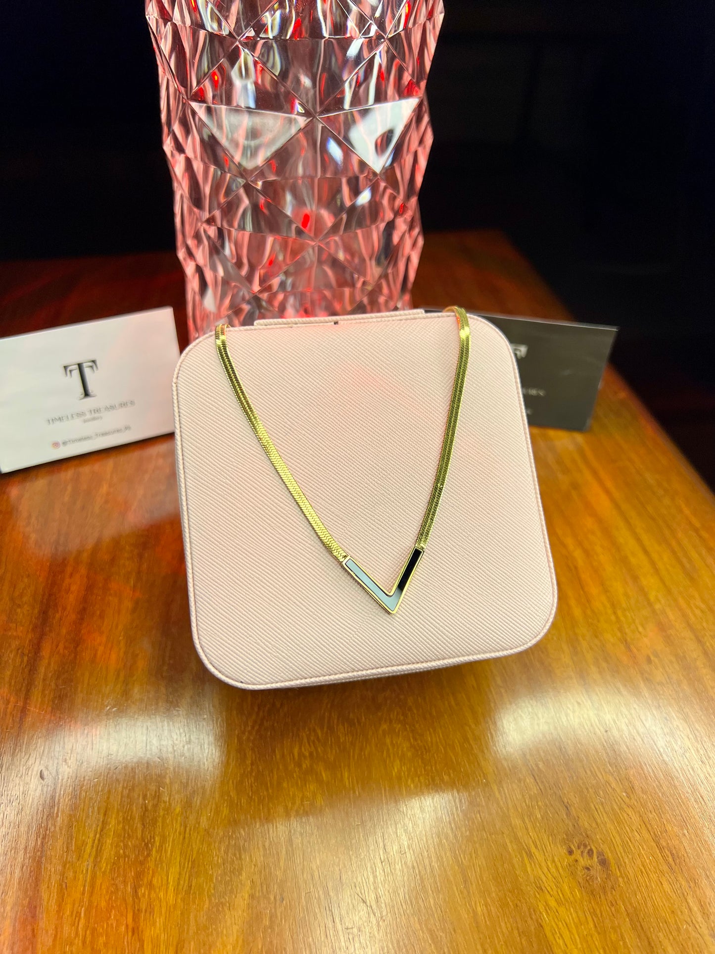 Premium Quality Stainless Steel 18k Snake Chain V Necklace