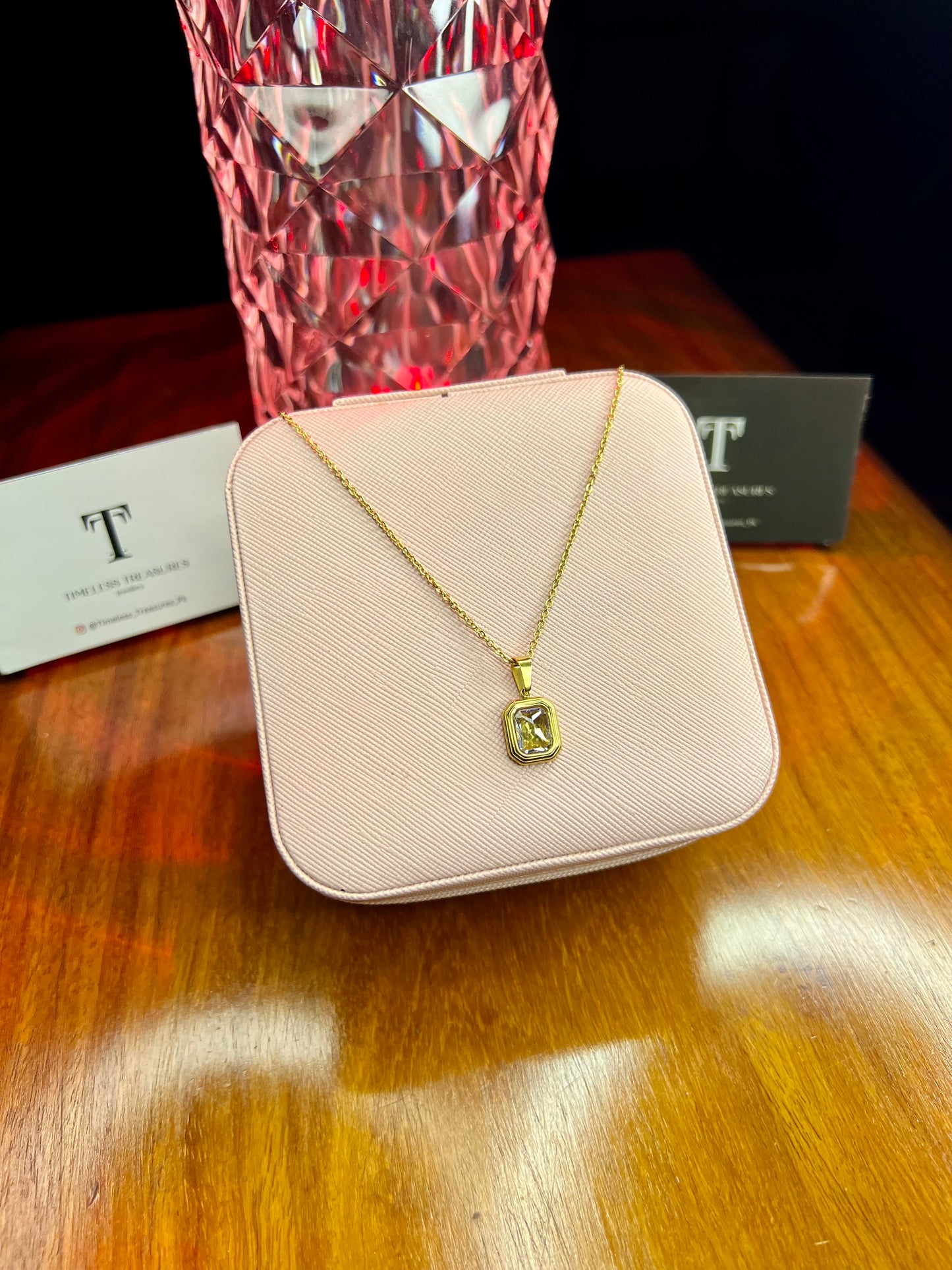 Premium Quality Stainless Steel 18k Stone Necklace