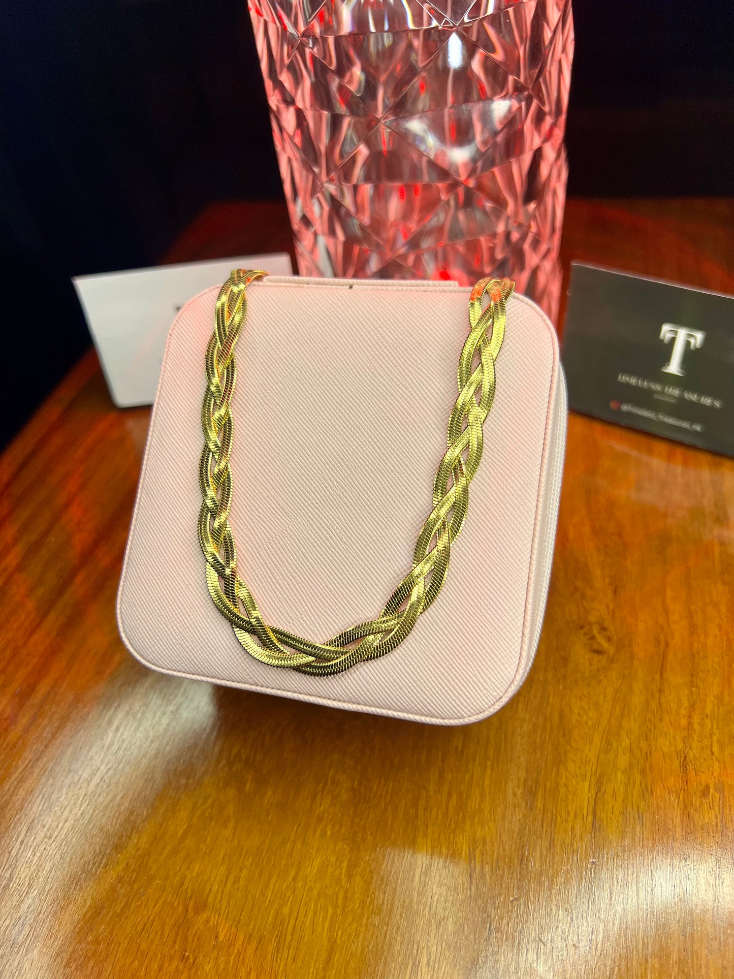 Premium Quality Stainless Steel 18k Braided Snake Chain Necklace