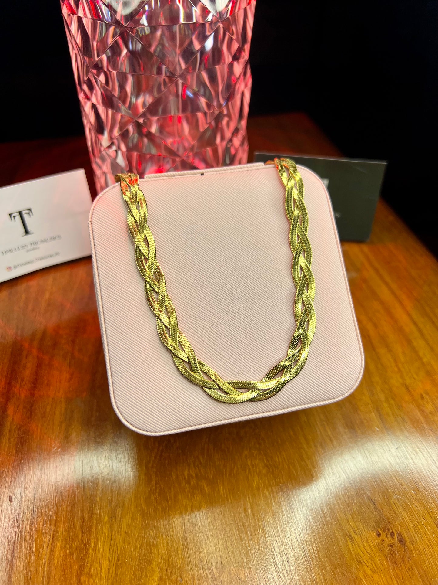 Premium Quality Stainless Steel 18k Braided Snake Chain Necklace