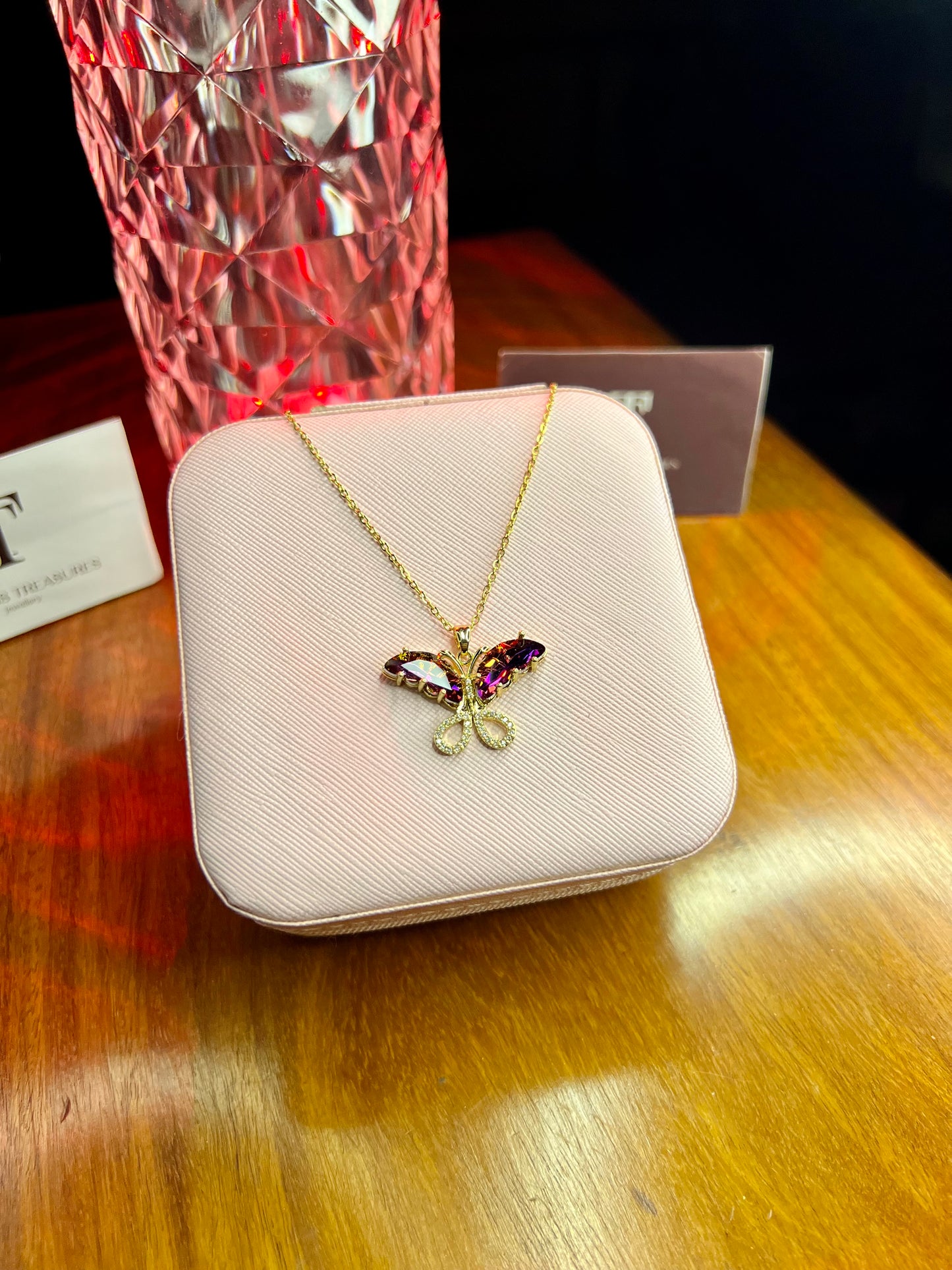 Premium Quality Purple Stone Butterfly Necklace