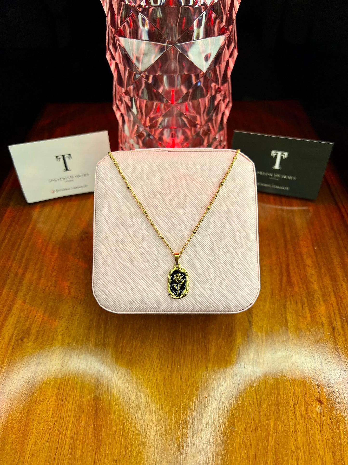 Premium Quality Stainless Steel 18k Golden Rose Necklace