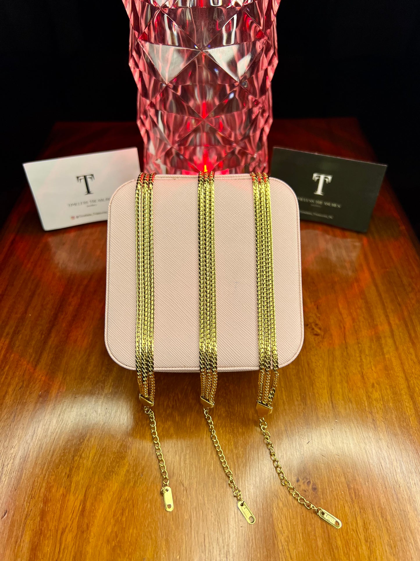 Premium Quality Stainless Steel 18k Triple Layer Autumn Chain Bracelet