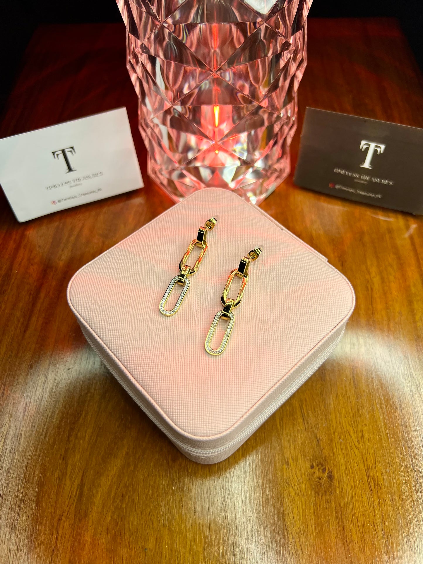 Premium Quality Stainless Steel 18k Link Drop Earrings