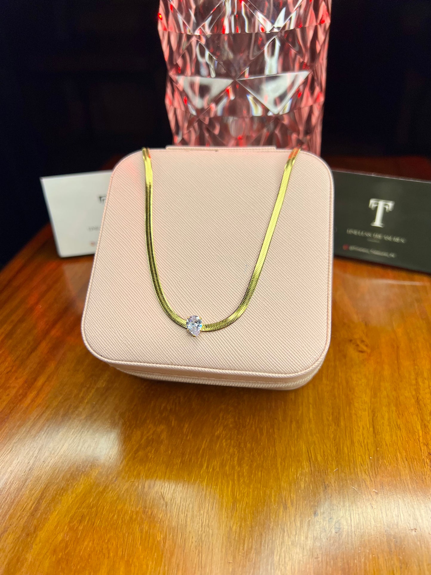 Premium Quality Stainless Steel 18k Snake Chain Diamond Cut Necklace