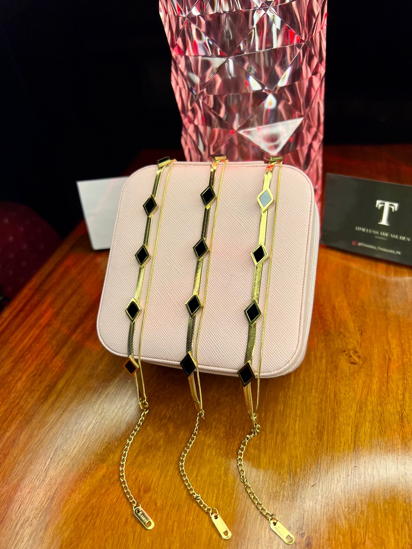 Premium Quality Stainless Steel 18k spades Double Chain Bracelet