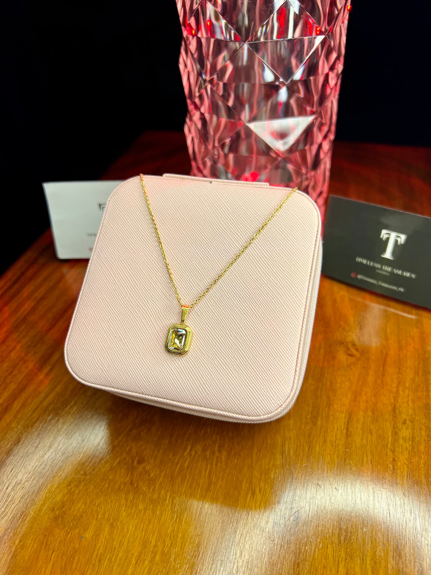 Premium Quality Stainless Steel 18k Stone Necklace