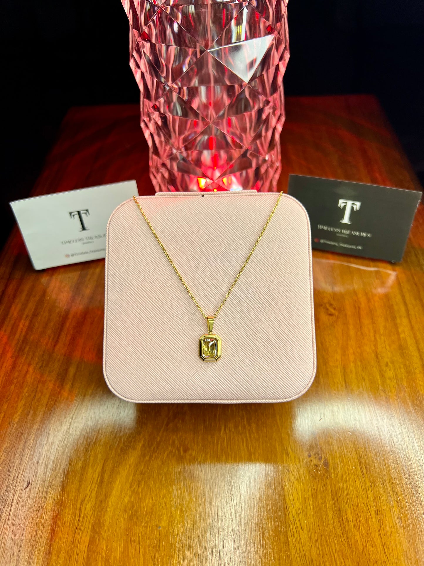 Premium Quality Stainless Steel 18k Stone Necklace