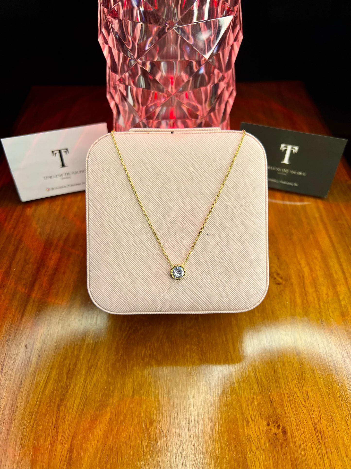 Premium Quality Stainless Steel 18k White Stone Necklace