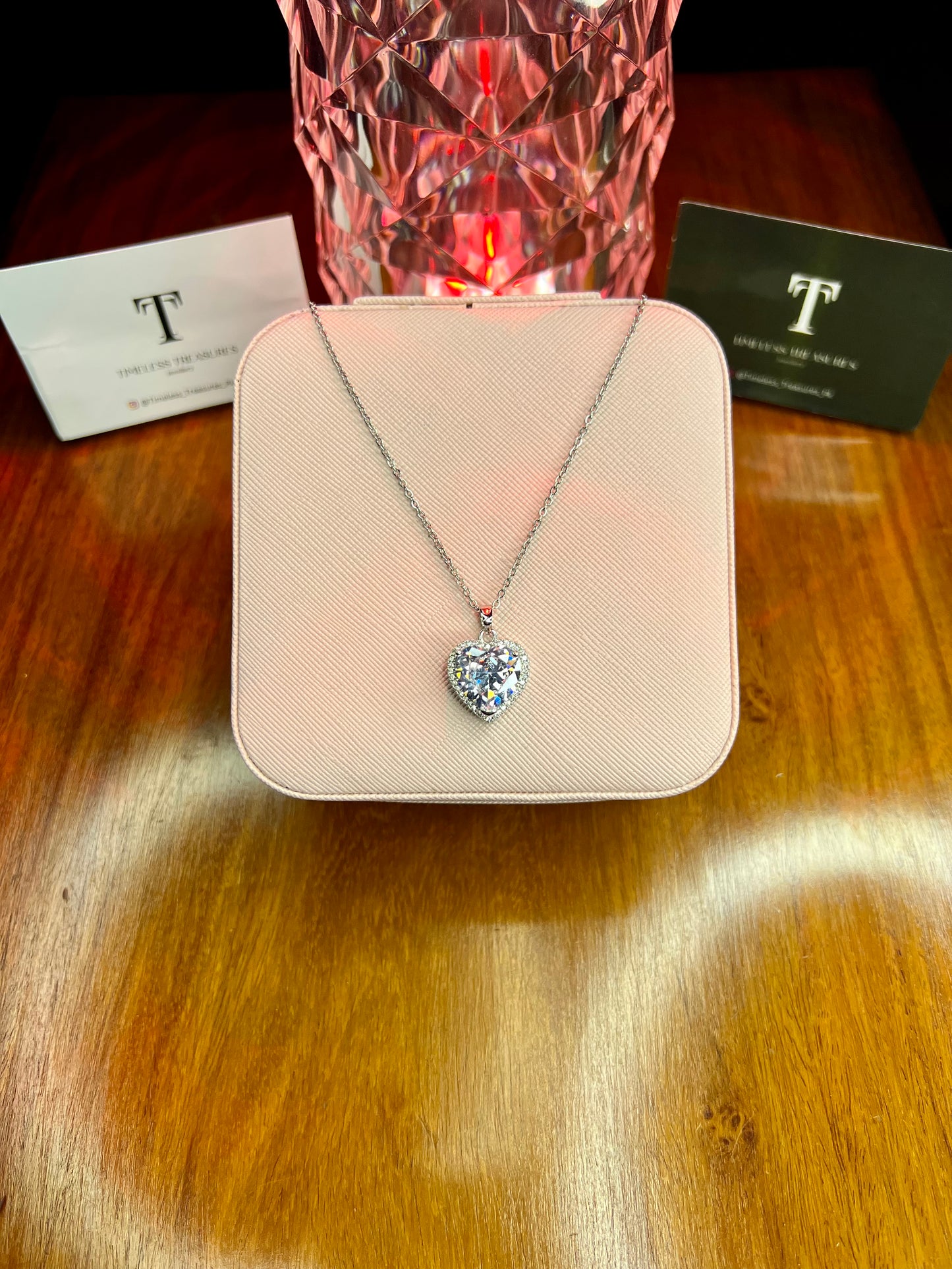 Premium Quality Stainless Steel 18k Diamond Cut Heart Necklace