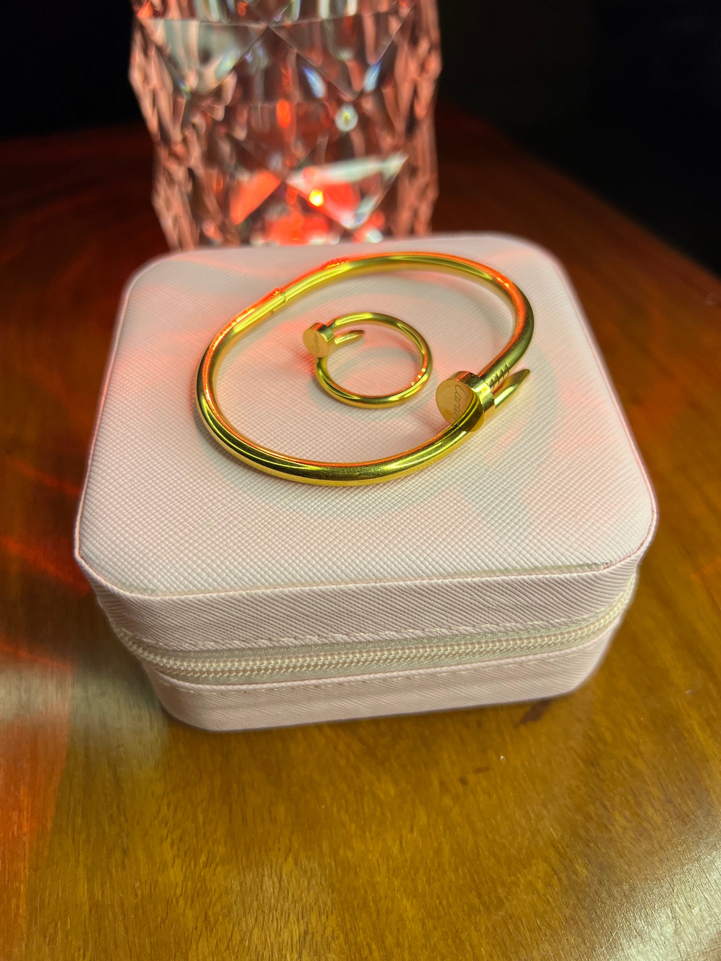 Premium Quality Stainless Steel 18k Cartier Nail Handcuff and Ring Set