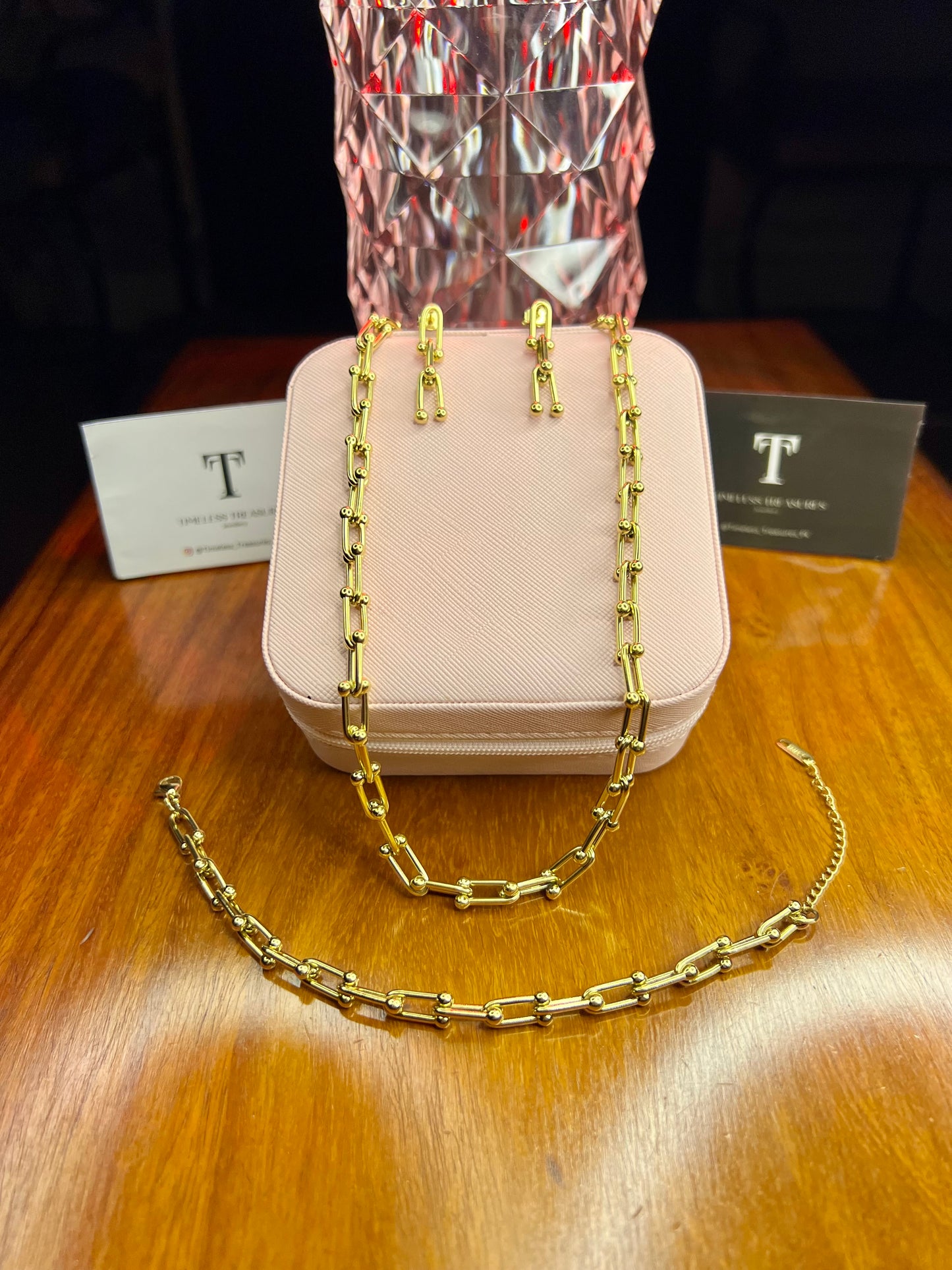 Premium Quality Stainless Steel 18k Chain Link 3pc Set