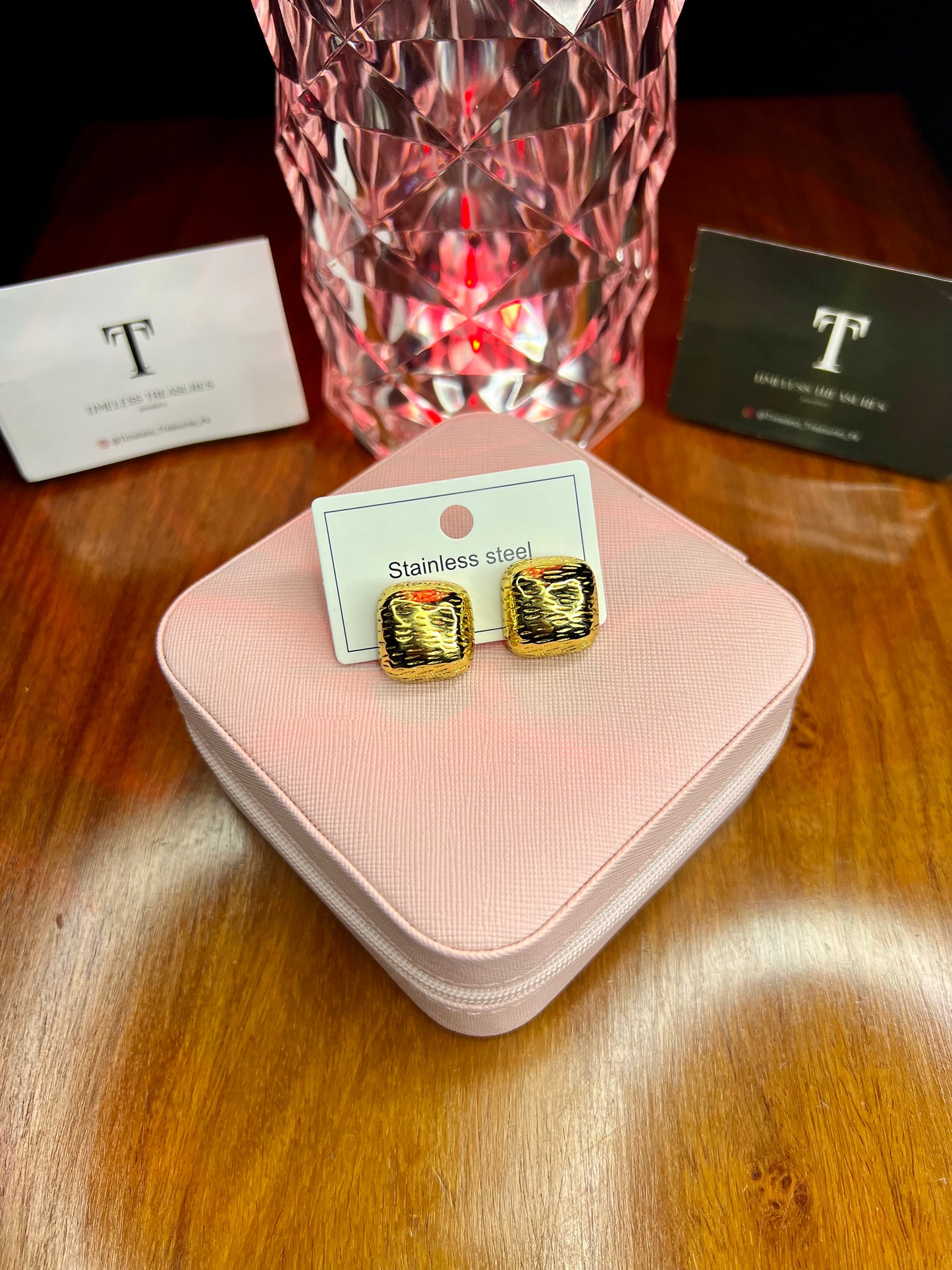 Premium Quality Stainless Steel 18k Square Gold EarStuds