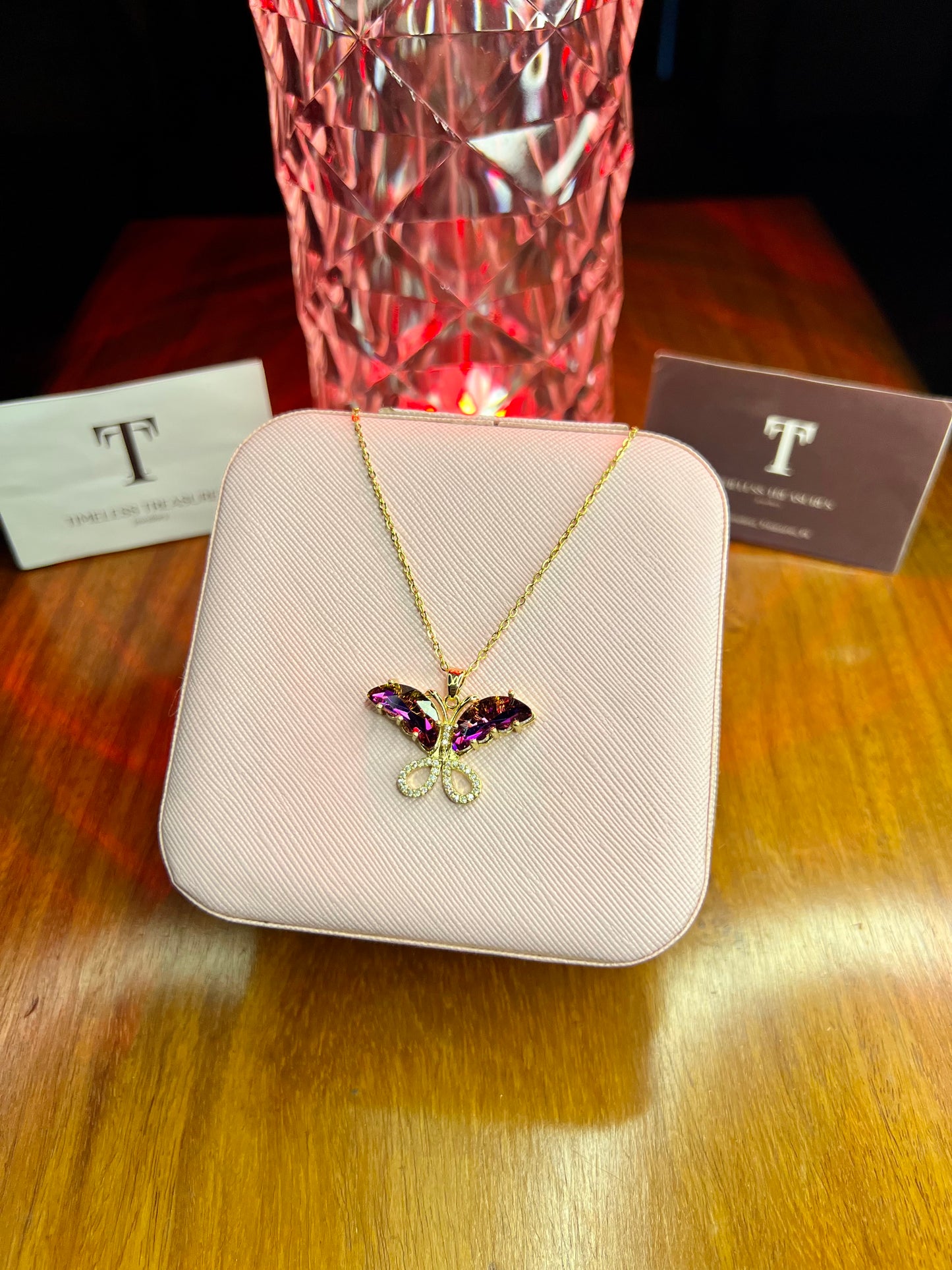 Premium Quality Purple Stone Butterfly Necklace