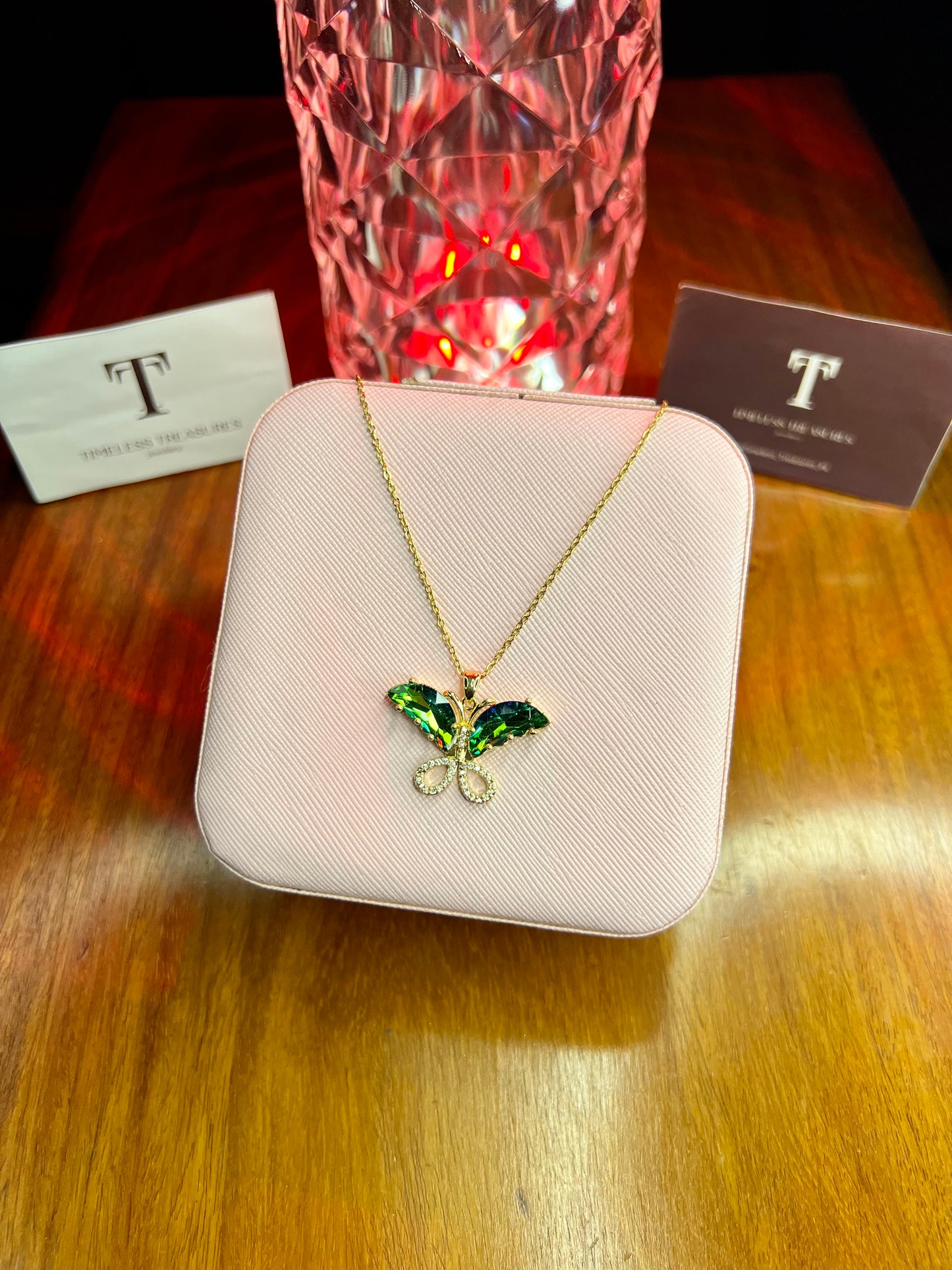 Premium Quality Green Stone Butterfly Necklace