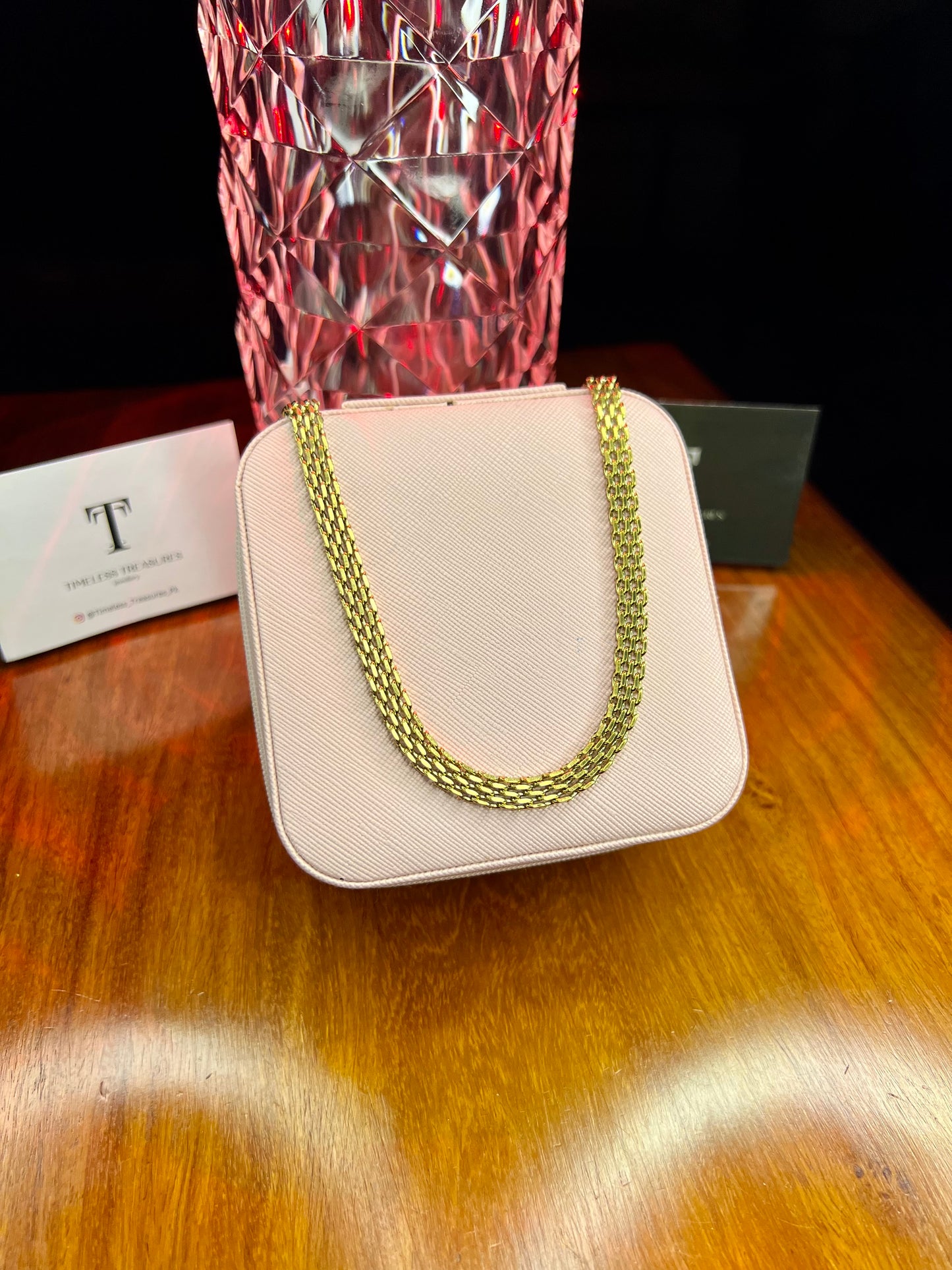 Premium Quality Stainless Steel 18k Mesh Chain Sleek Necklace