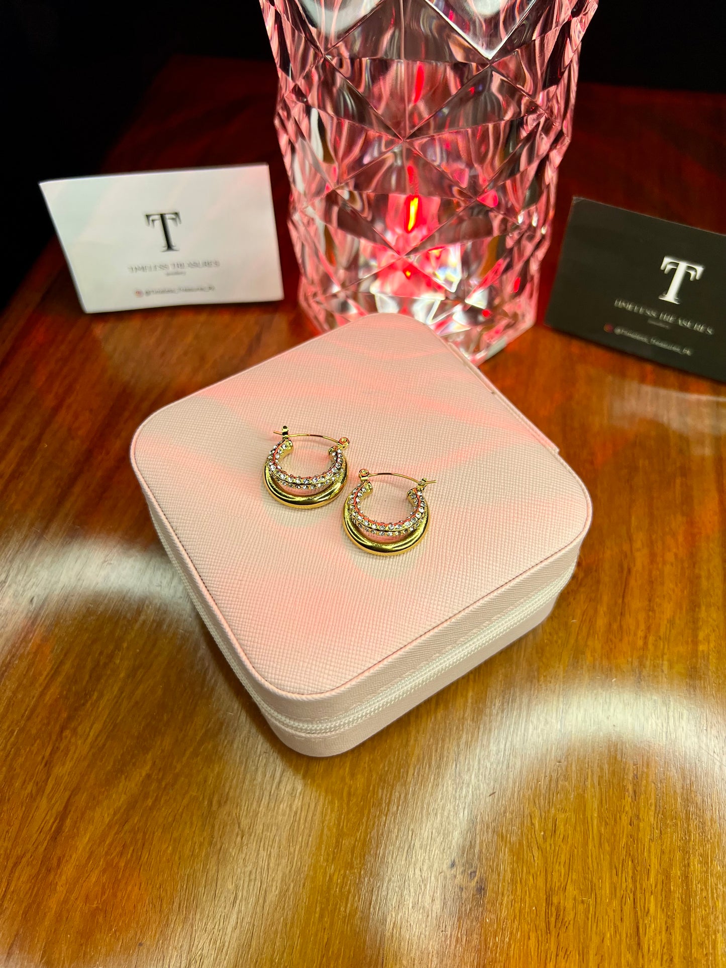 Premium Quality Stainless Steel 18k Celeste Spark Hoops