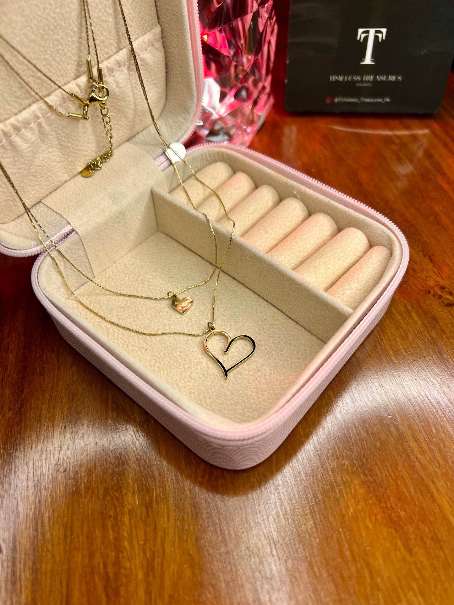 Premium Quality Stainless Steel 18k Double Layered Heart Necklace