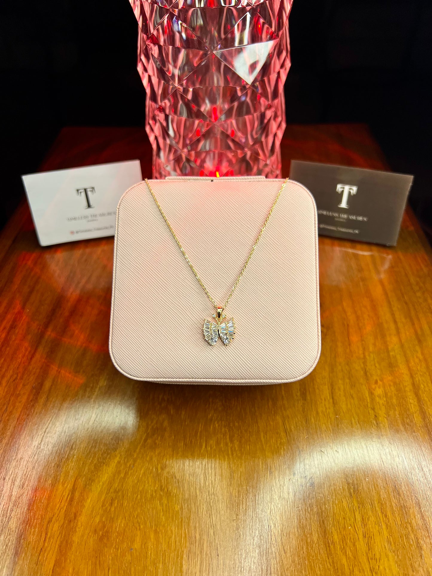 Premium Quality Stainless Steel 18k Butterfly Stone Necklace
