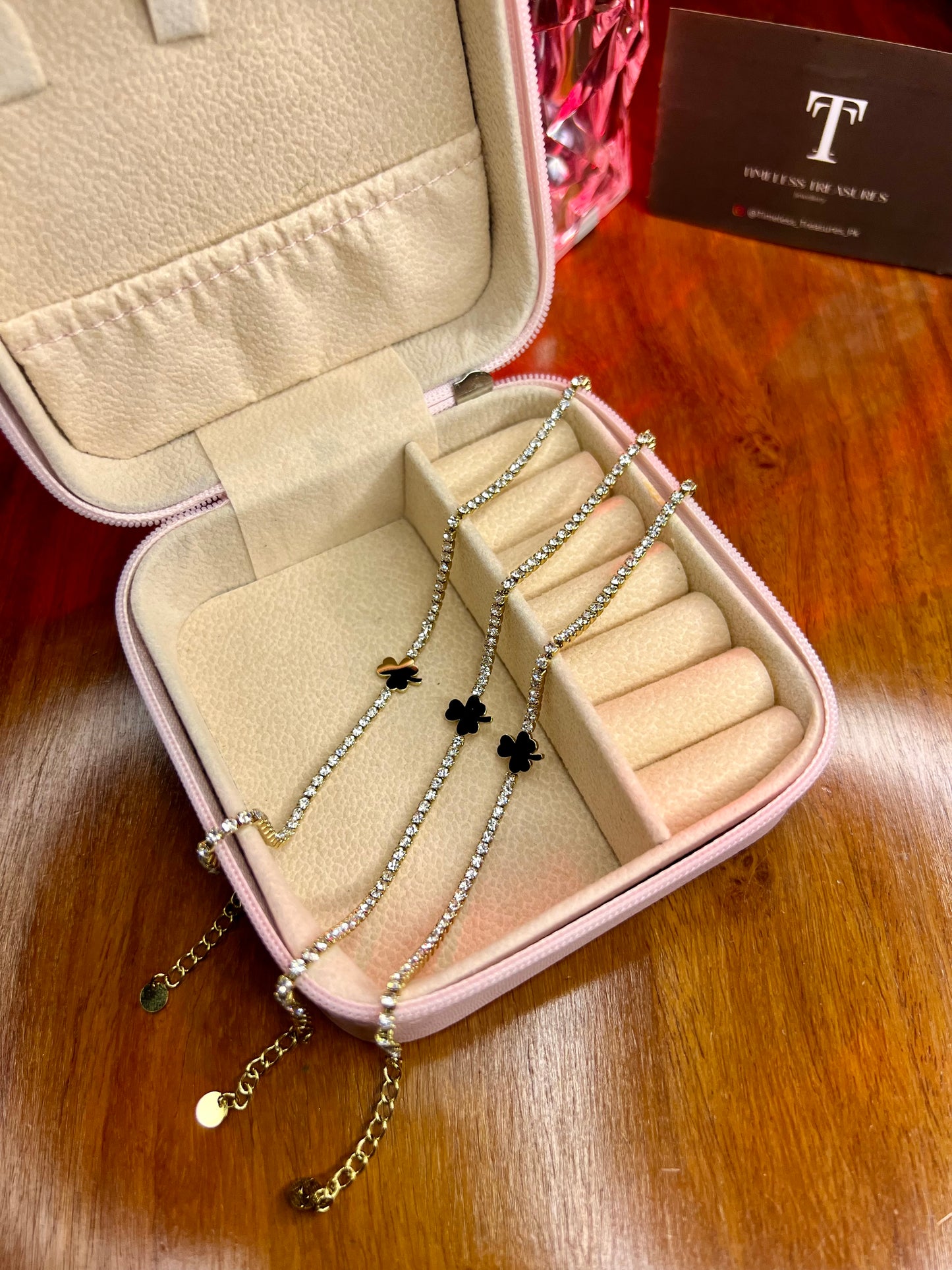 Premium Quality Stainless Steel 18k High Quality Stone Anklet + Bracelet