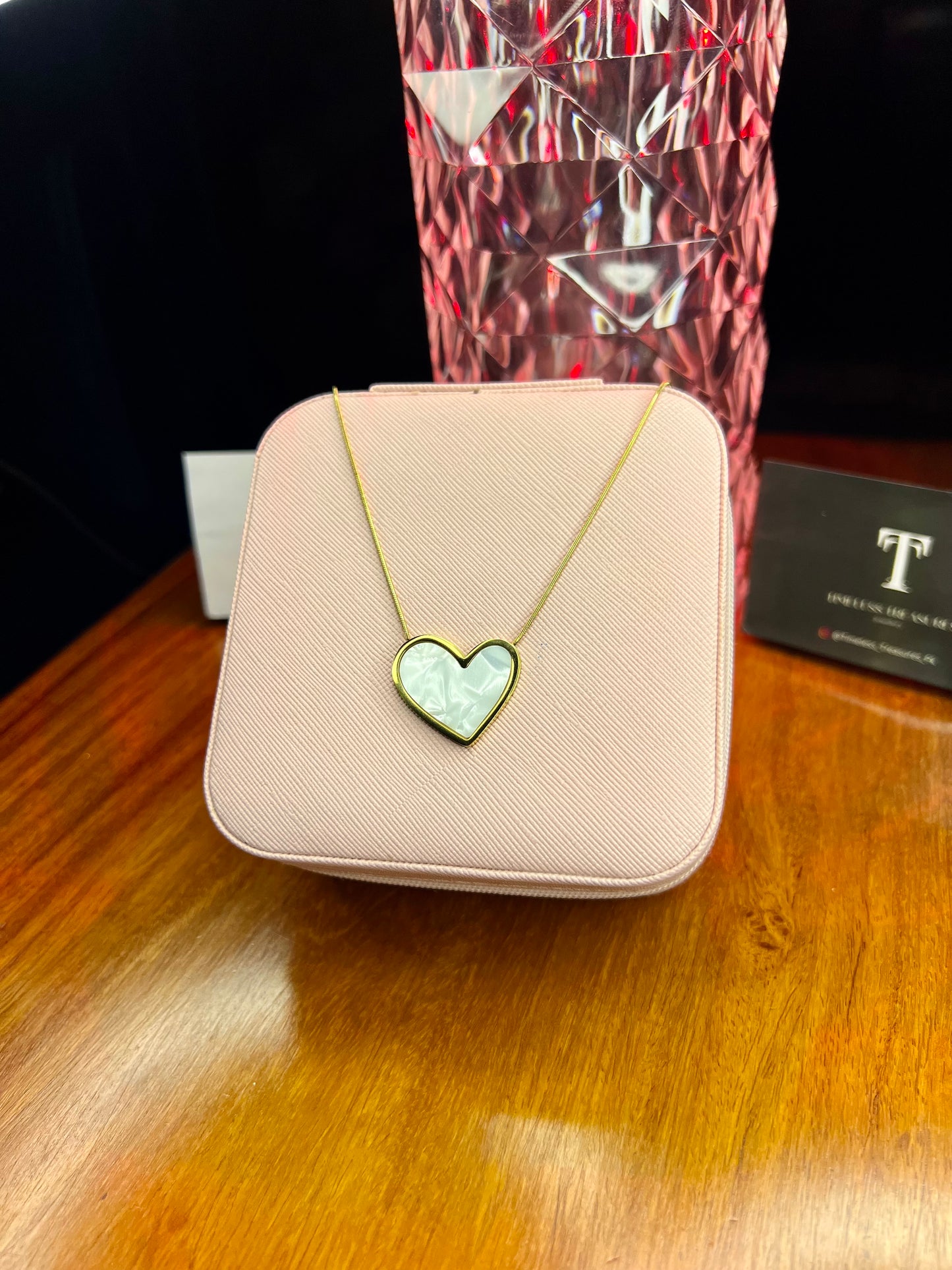 Premium Quality Stainless Steel 18k White Heart Necklace