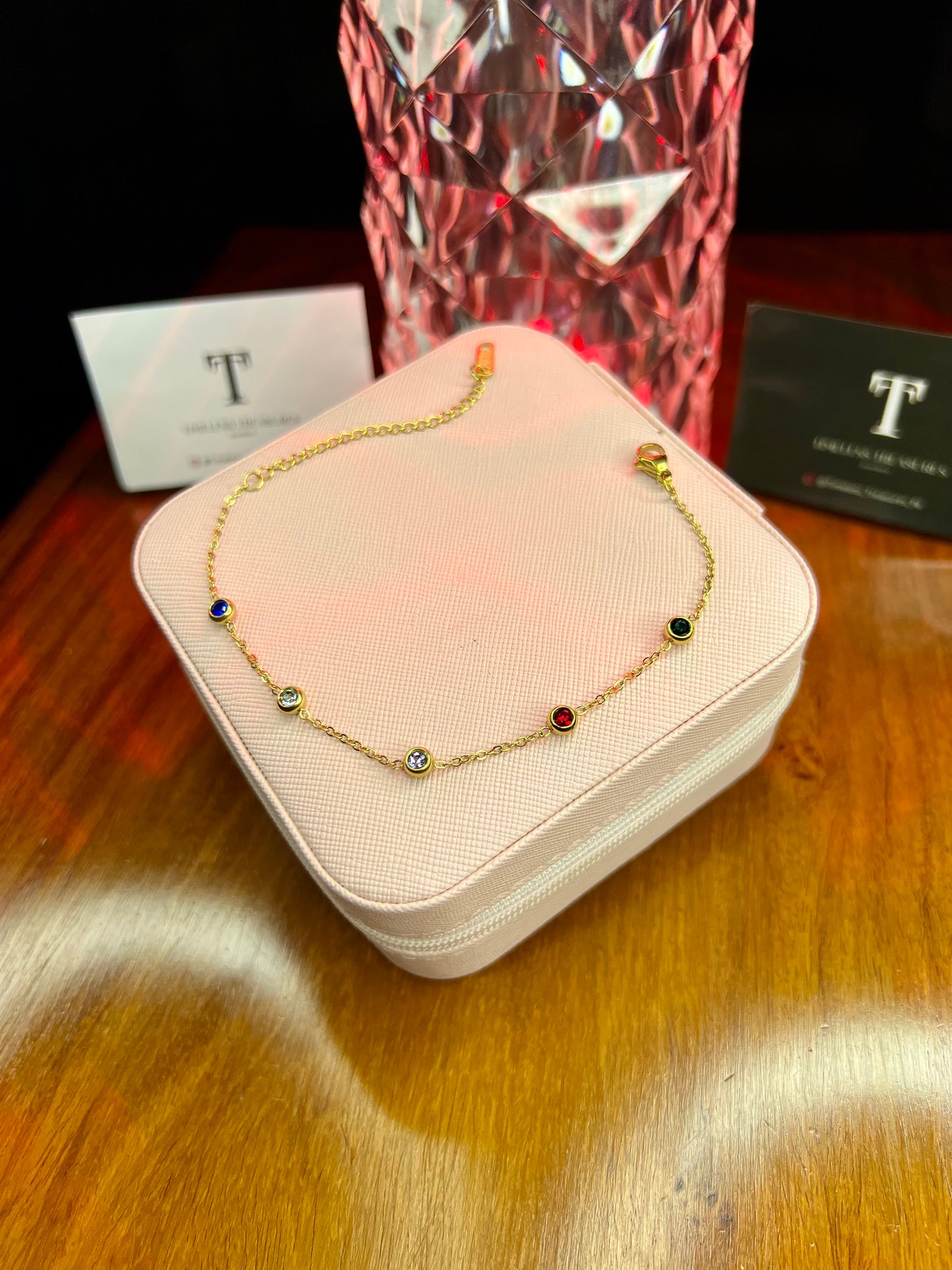 Premium Quality Stainless Steel 18k Multi-Colour Stone Bracelet