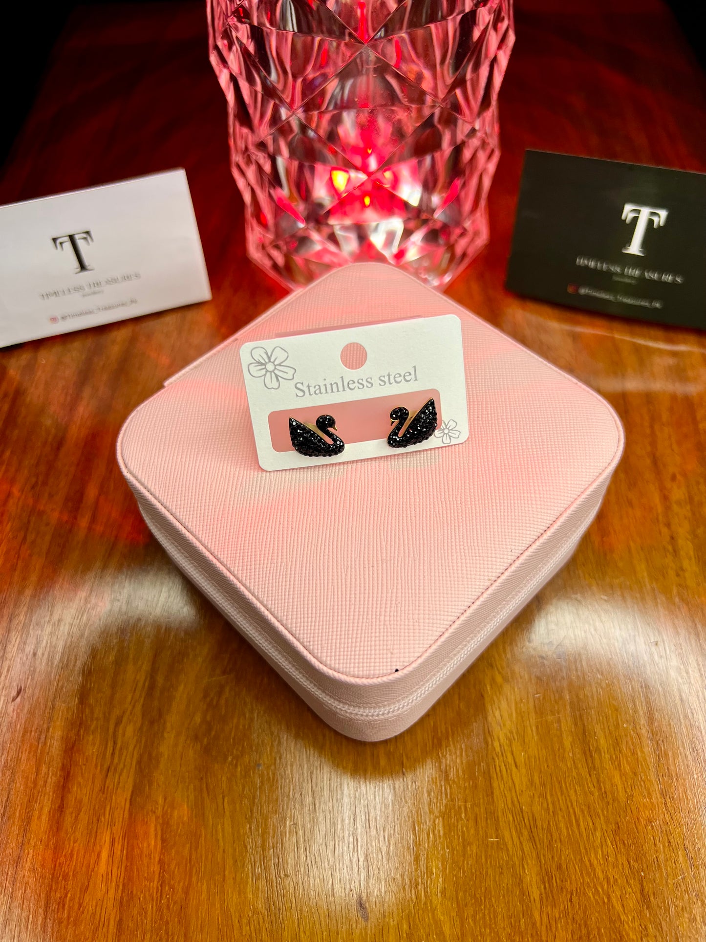 Premium Quality Stainless Steel 18k Black Swan Earrings