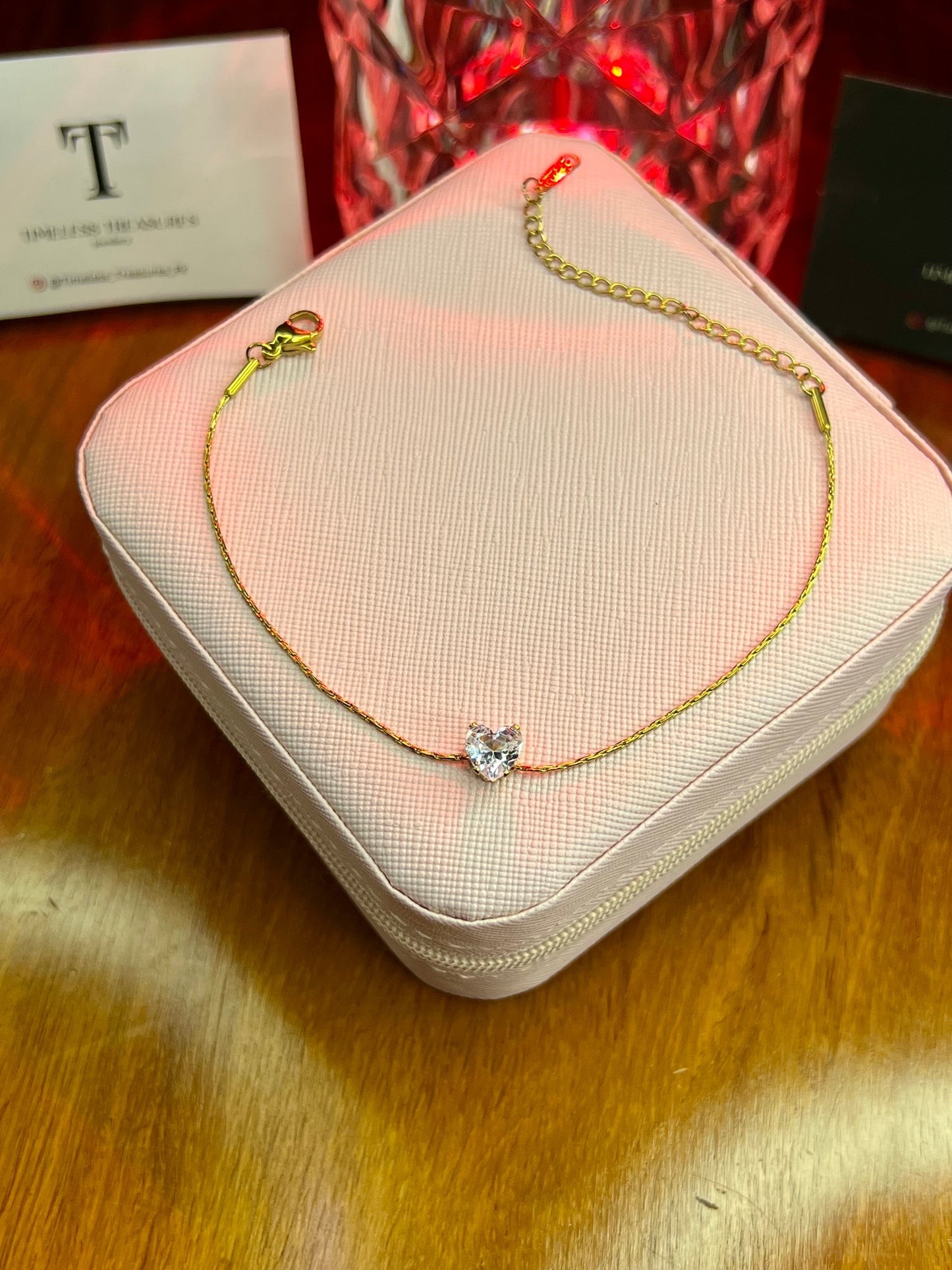 Premium Quality Stainless Steel 18k Diamond Heart Bracelet