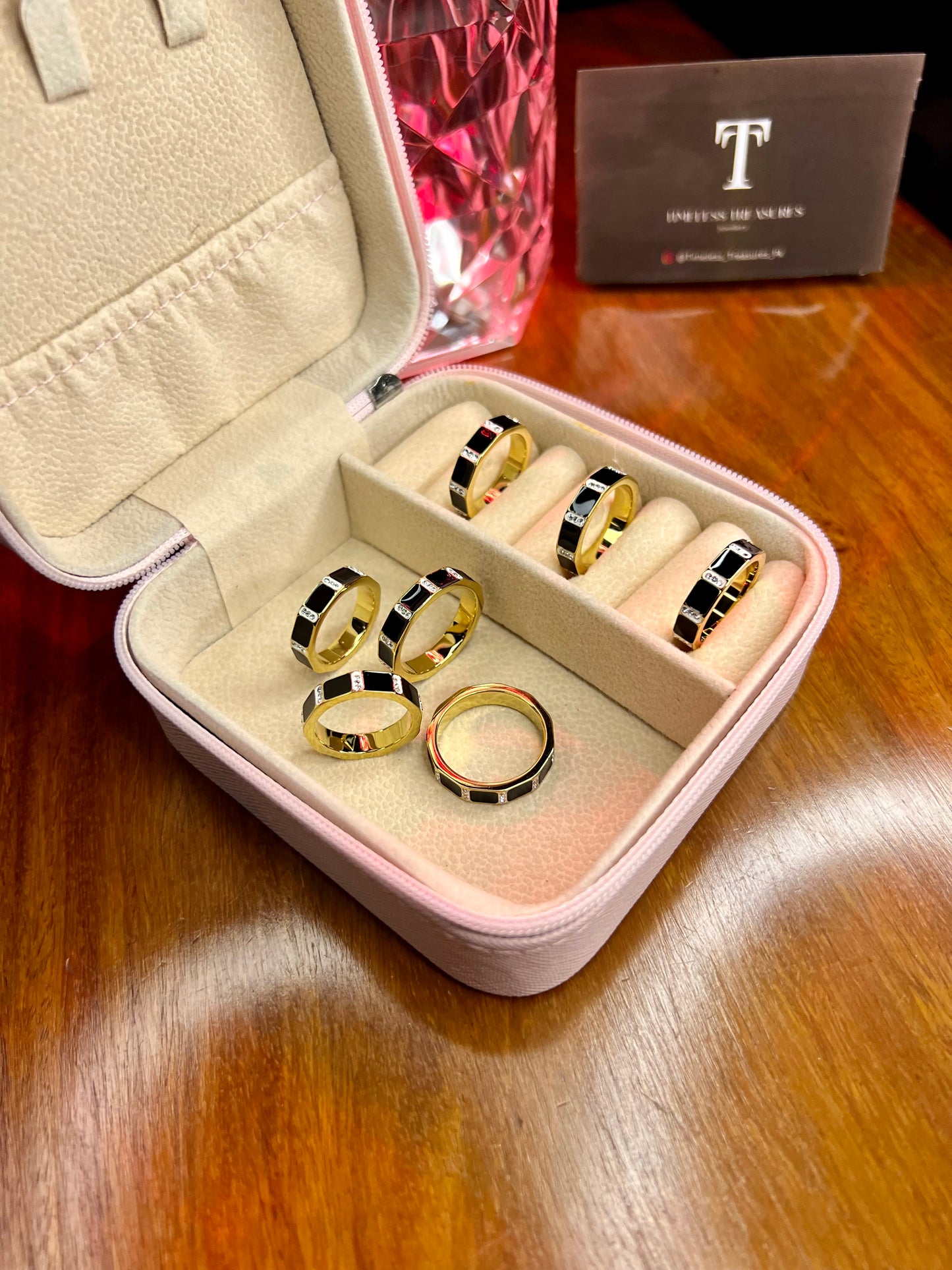 Premium Quality Stainless Steel 18k black n white Stripes Ring