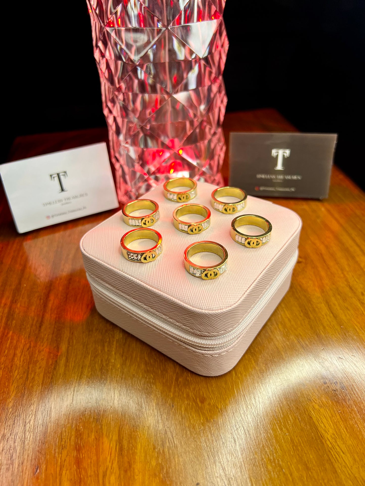 Premium Quality Stainless Steel 18k Chanel Stone Ring