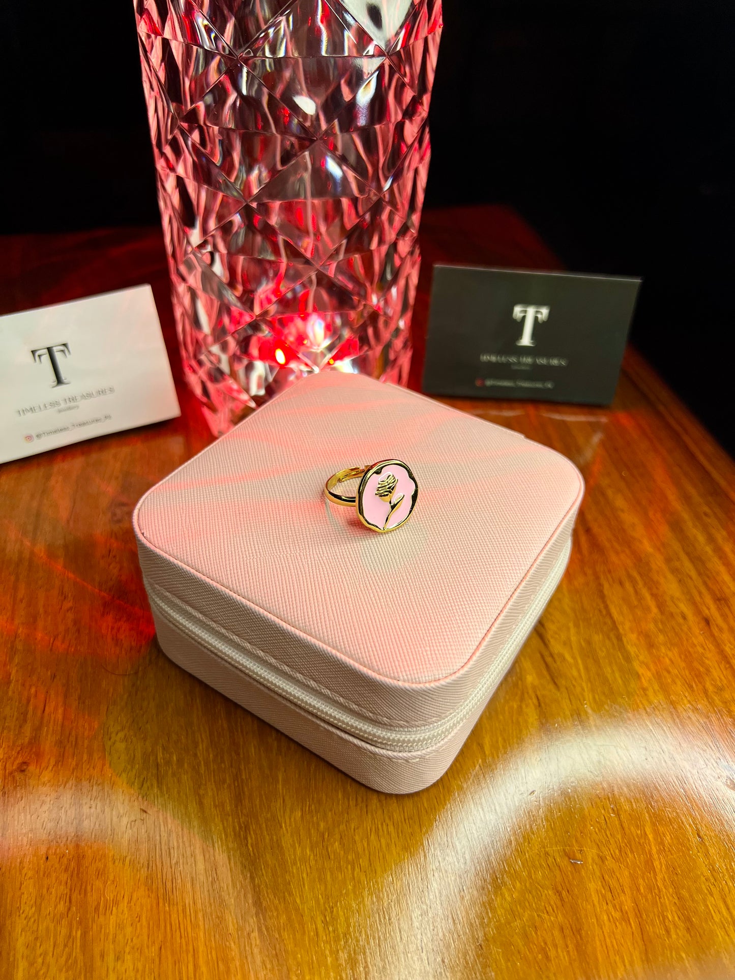 Premium Quality Stainless Steel 18k Pink Shell Rose Ring