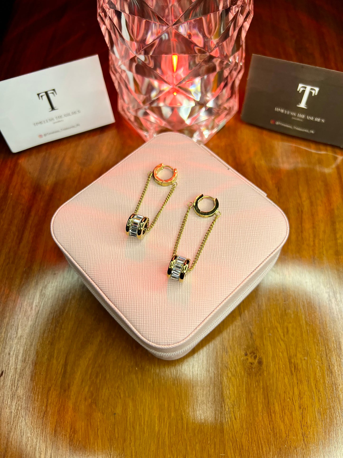 Premium Quality Stainless Steel 18k Drop Stone Luxury Earrings