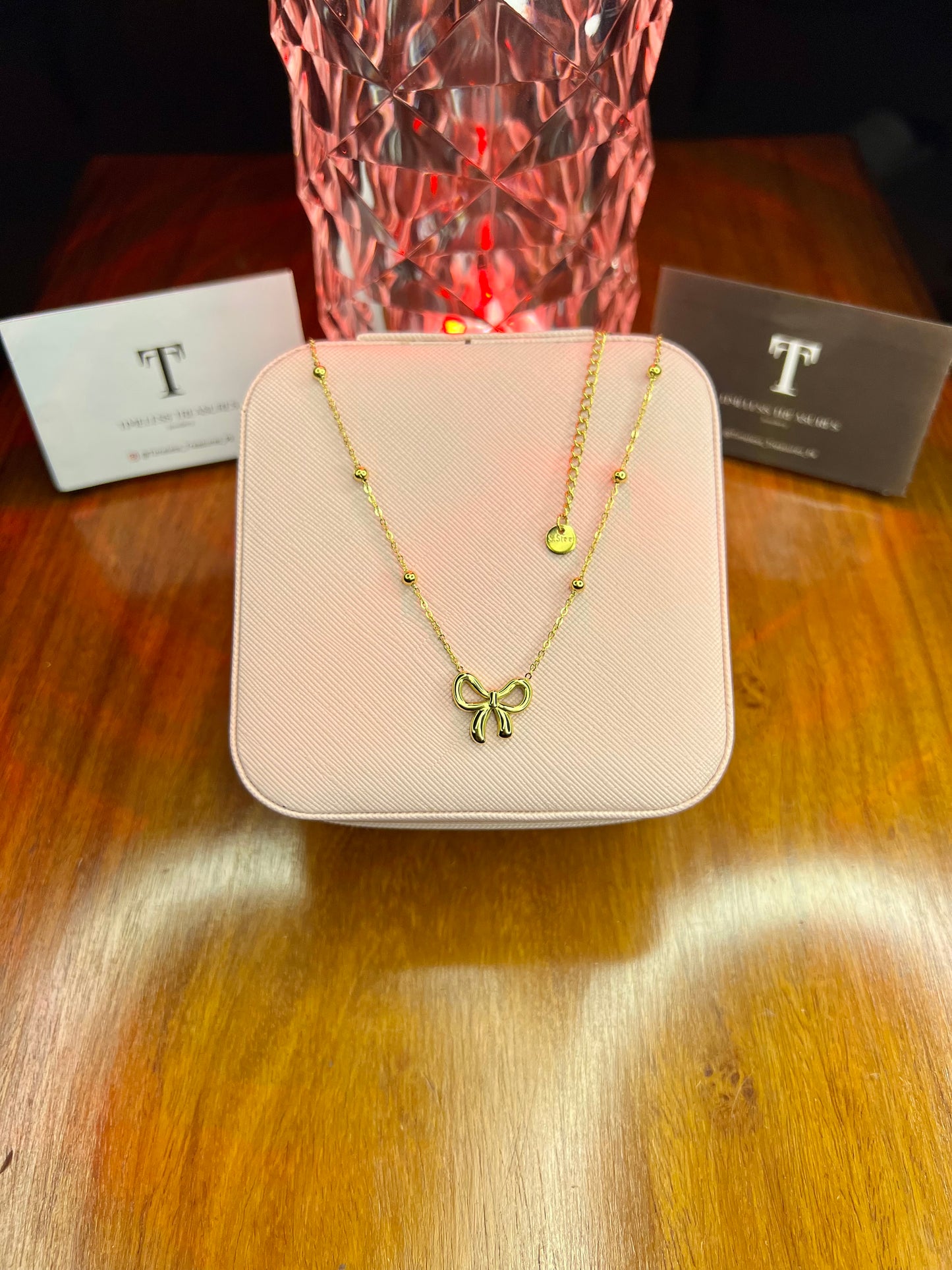 Premium Quality Stainless Steel 18k Luxury Bow Necklace
