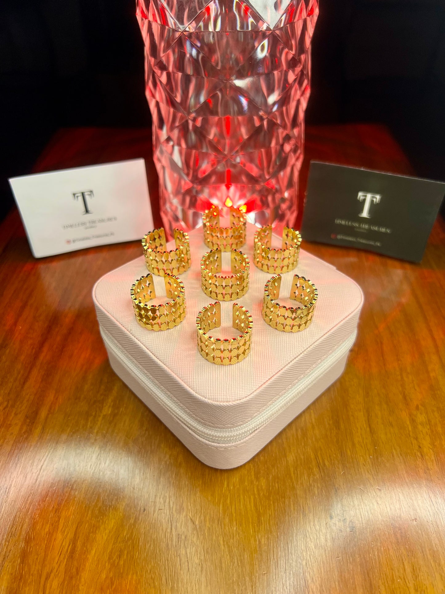 Premium Quality Stainless Steel 18k Triple Layer Textured Gold Ring