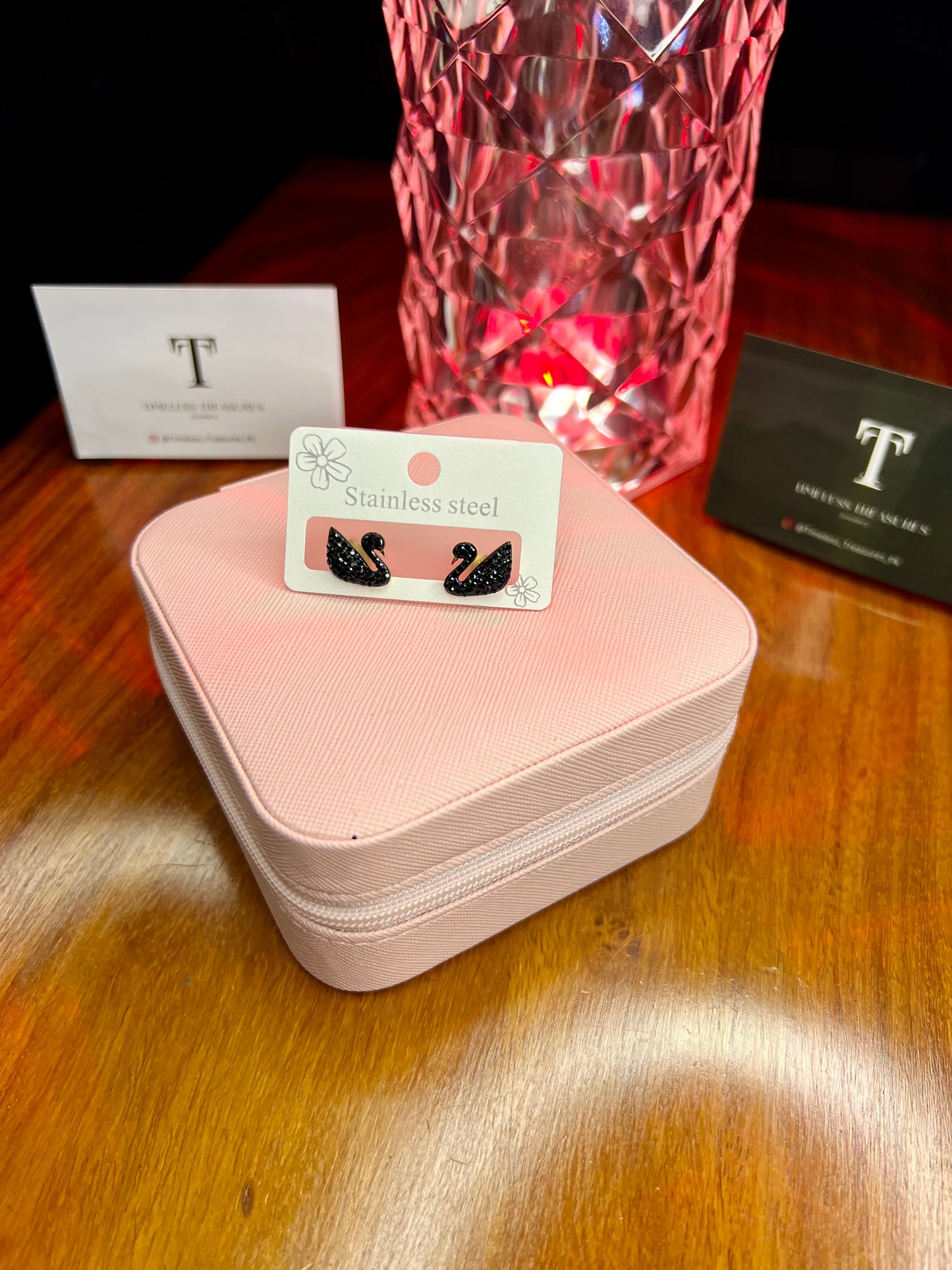 Premium Quality Stainless Steel 18k Black Swan Earrings