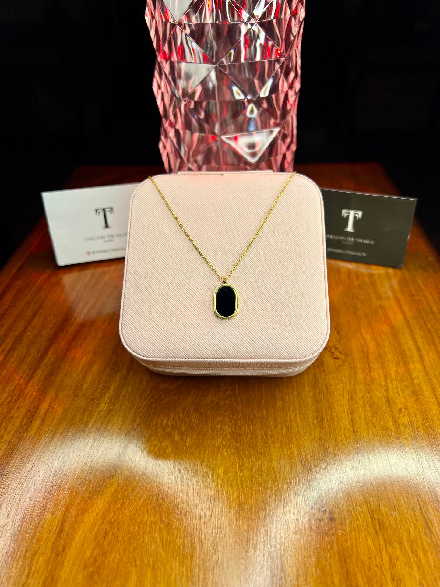 Premium Quality Stainless Steel 18k Black Dial Necklace